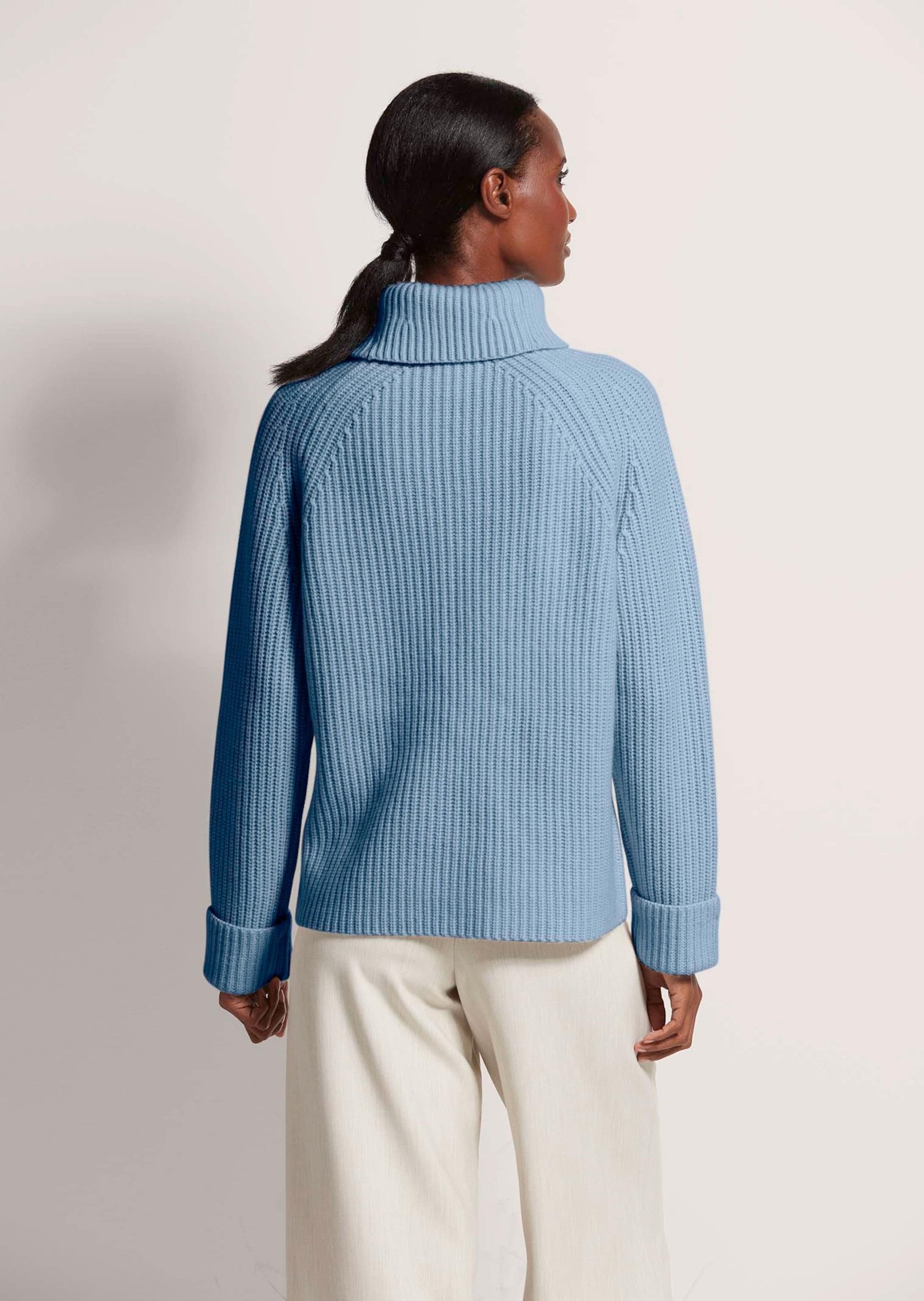 MADELEINE Strickpullover Rollkragen-Pullover aus Kaschmir-Mix Perlfangmuster mit Rollkragen und Raglanärmeln, Langarmpullover