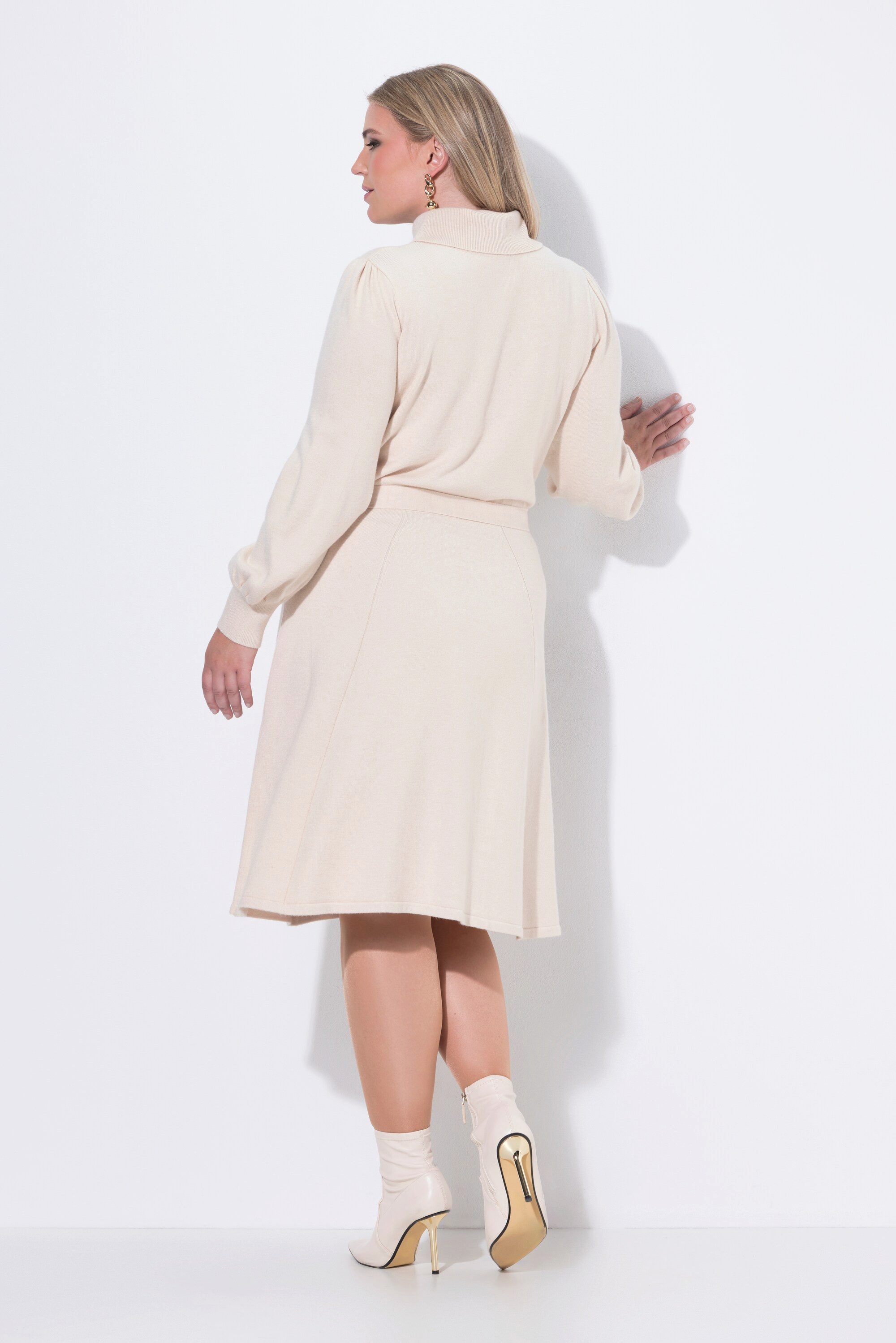 MIAMODA Strickkleid Strickkleid Midilänge Rollkragen Taillengürtel