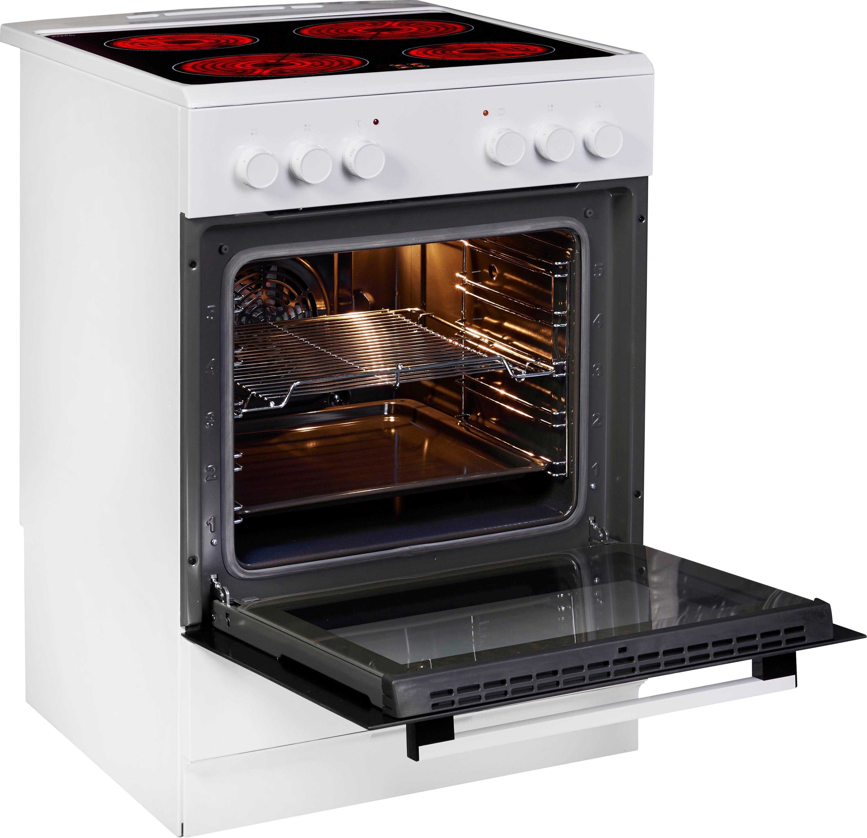 Amica Elektro-Standherd SHC 913 011 W, mit Teleskopauszug nachrüstbar, Steam Clean, Komfortables Kochen und Backen mit übersichtlicher Handhabung