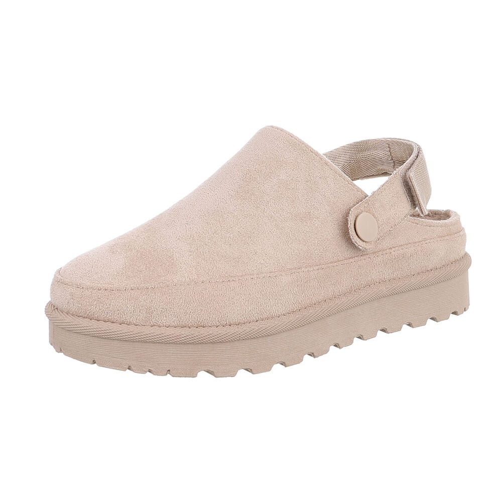 Ital-Design Damen Hausschuhe Freizeit Hausschuh (87118487) Flach Hausschuhe in Beige
