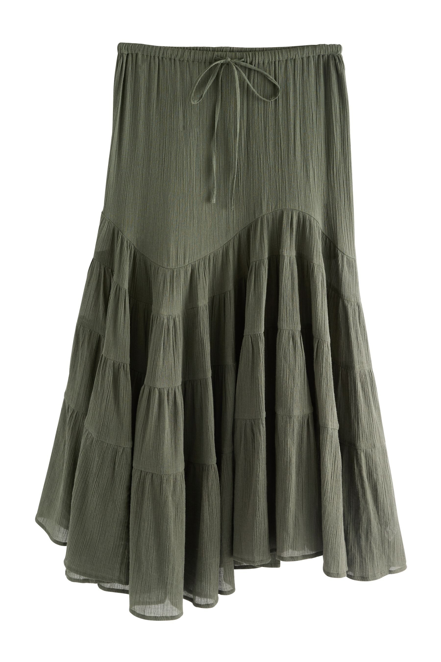 Next Midirock Gestufter Boho-Midirock aus 100 % Baumwolle (1-tlg) günstig online kaufen