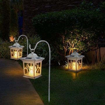 etc-shop LED Gartenleuchte, LED-Leuchtmittel fest verbaut, 2er Set LED Außen Solar Lampe Steh Hänge Laterne Garten