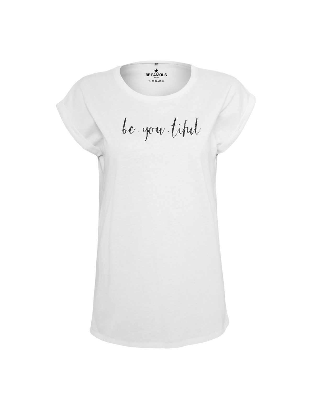 Be Famous Print-Shirt Classic Roll Up BYOUTI (1-tlg., keine)