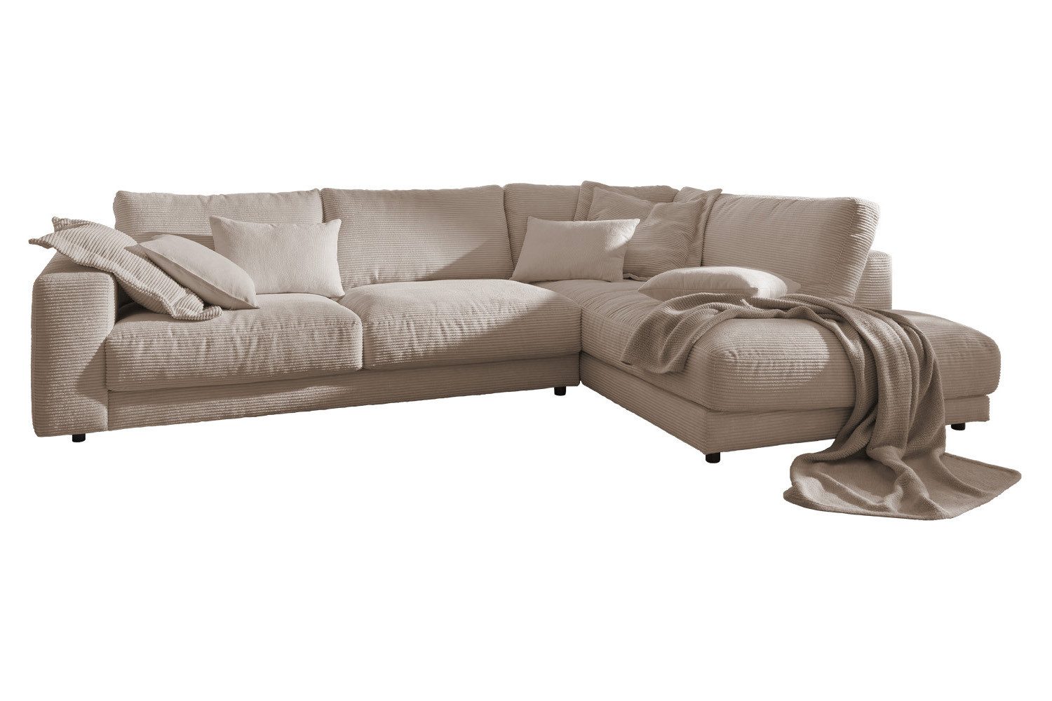 KAWOLA Ecksofa MADELINE, Couch L-Form rechts oder links, Cord verschiedene Farben 325x224 cm. Reduzierter Preis € 3.089,00. Unverbindliche Preisempfehlung € 4.238,00