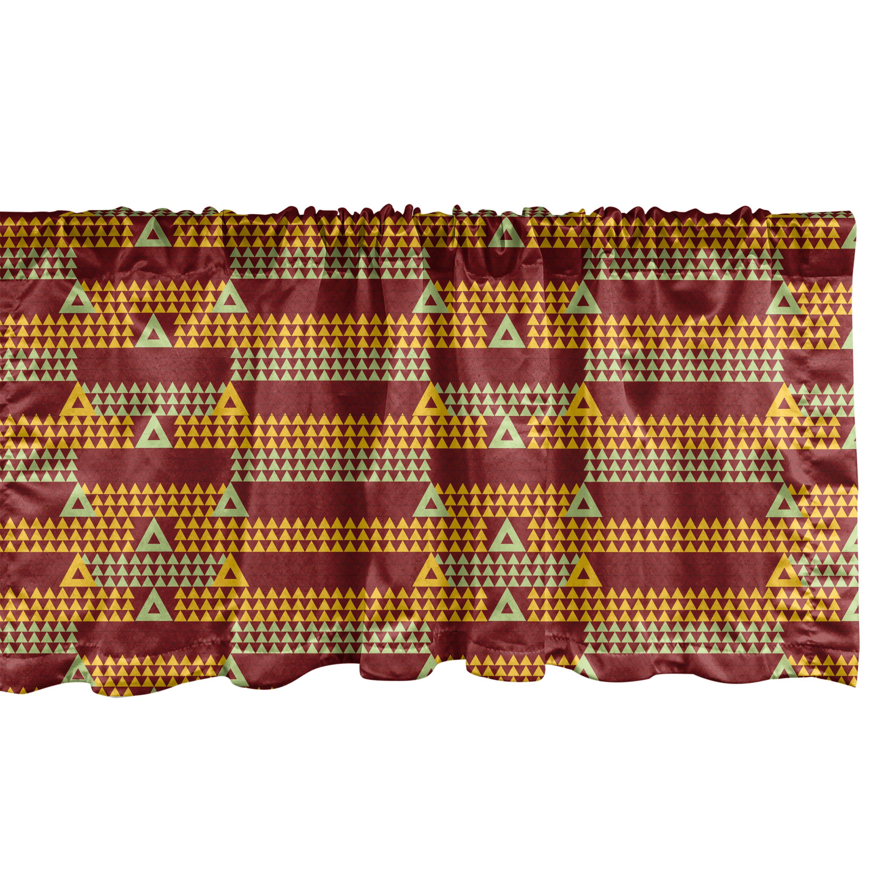 Scheibengardine Vorhang Volant für Küche Schlafzimmer Dekor mit Stangentasche, Abakuhaus, Microfaser, Geometrisch Vintage Style Triangles