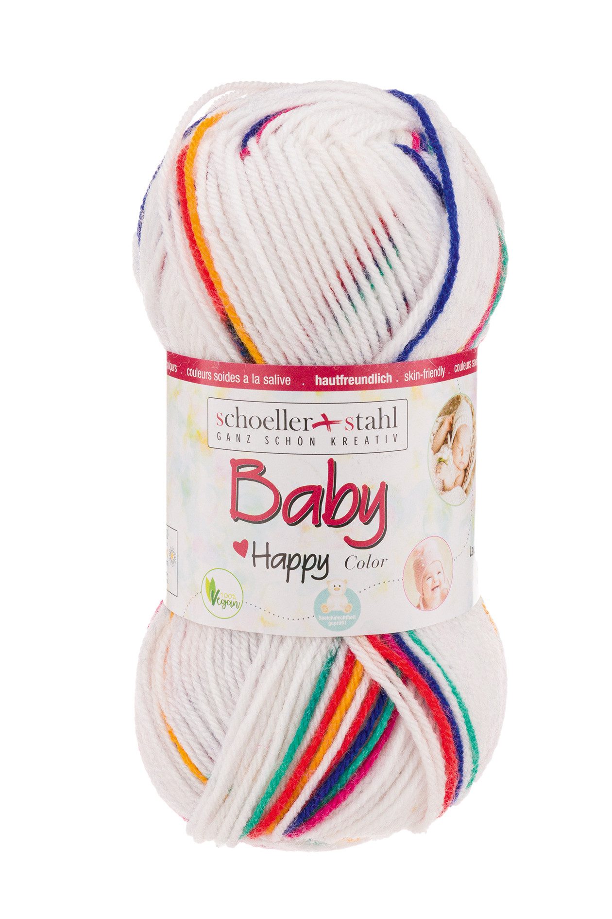 Schoeller + Stahl Baby Happy Color Häkelwolle, 185 m, wunderbar weiches, pflegeleichtes Garn mit fröhlichen Farbakzenten