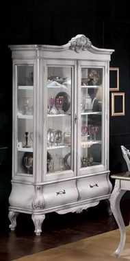 JVmoebel Esszimmer-Set Klassische Esszimmer Möbel Esstisch 4x Stühle Sideboard Vitrine, (7-St., Nur Esstisch + 4x Stuhle + Sideboard + Vitrine), Made in Italy