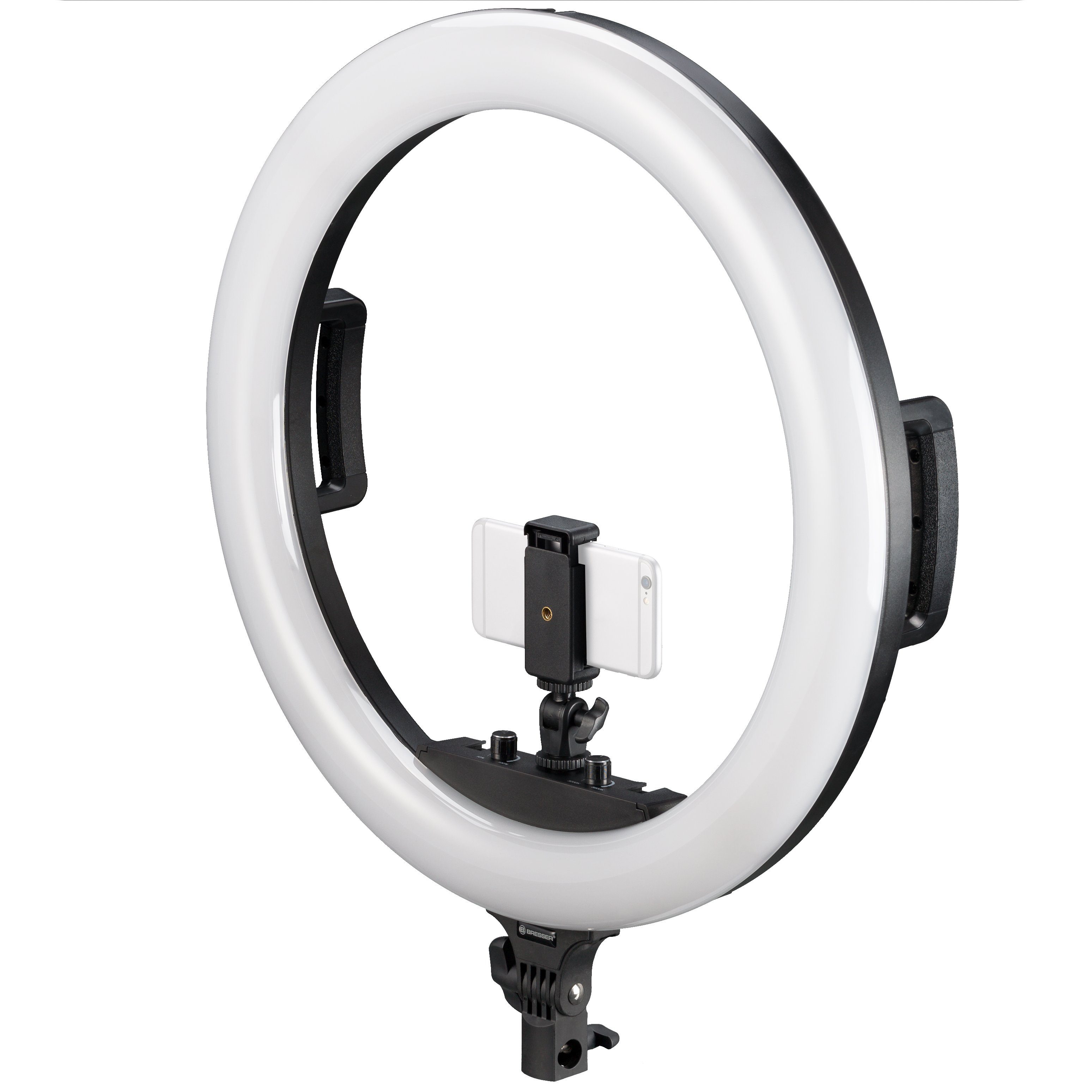 BRESSER Tageslichtlampe BRESSER STR-48B Bi-Color LED Ringleuchte 48W dimmbar mit Kamera- und …