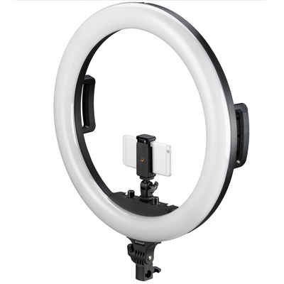 BRESSER Tageslichtlampe STR-48B Bi-Color LED Ringleuchte 48W dimmbar mit Kamera- und Smartpho…