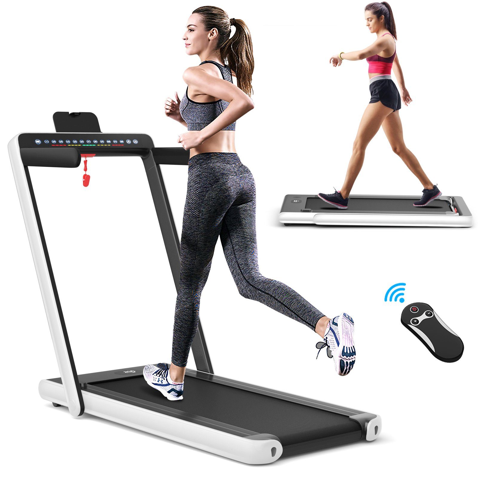 COSTWAY Laufband »2 in 1 klappbar Heimtrainer«, LED-Anzeigen, mit APP, 1 - 12 km/h
