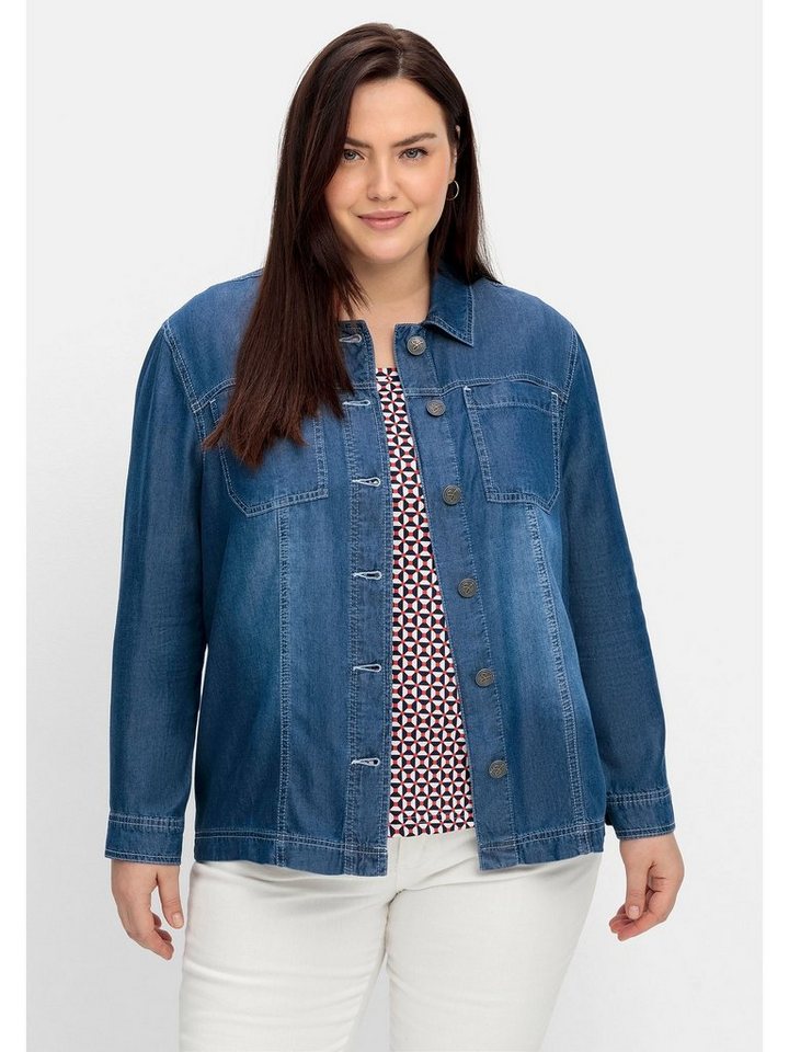 aus Große TENCEL™ Sheego in Lyocell Hemdjacke Jeans-Optik, Größen