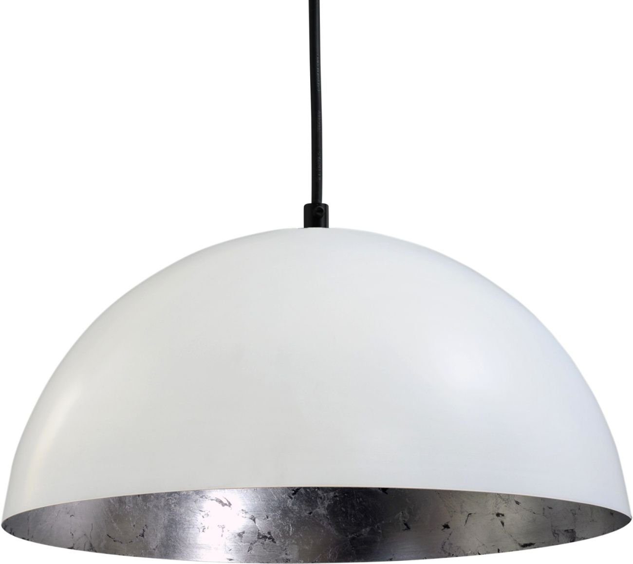Licht-Erlebnisse Pendelleuchte LARINO, ohne Leuchtmittel, Hängelampe Esszimmer Ø 30 cm in Weiß Silber E27 Metall Industrial