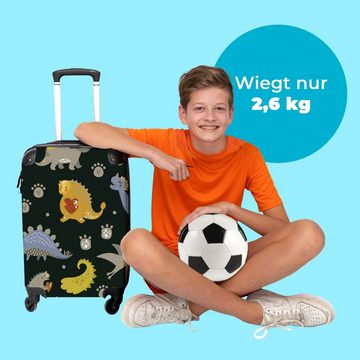 NoBoringSuitcases.com© Kinderkoffer Dinosaurier - Muster - Pfotenabdruck - Junge - Kinder 55x35x20cm, 4 Rollen, Kindertrolley, Handgepäck, Reisekoffer für Jungen