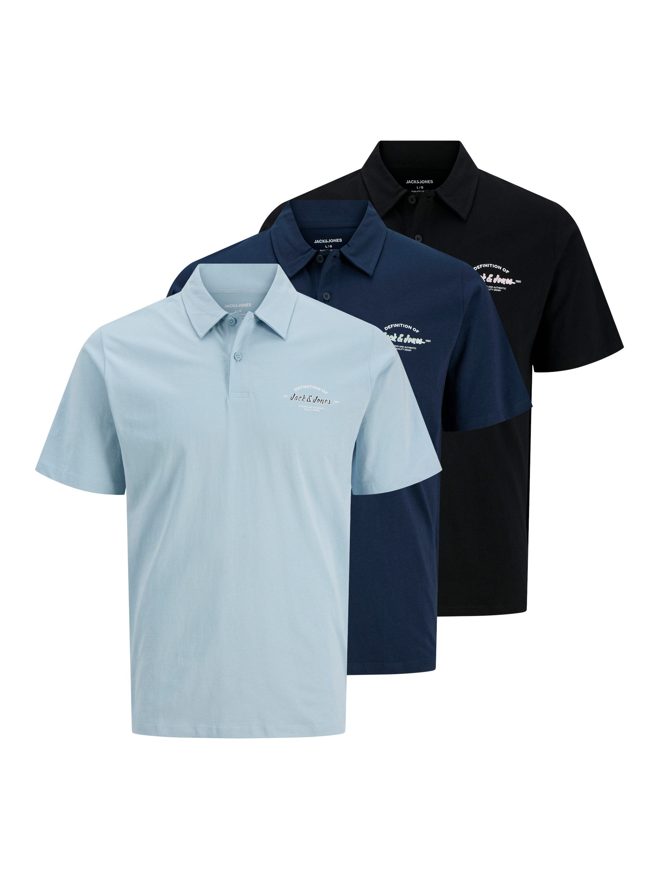 Jack & Jones Poloshirt JJBRANDON POLO SS 3PK MP (Packung, 3-tlg)