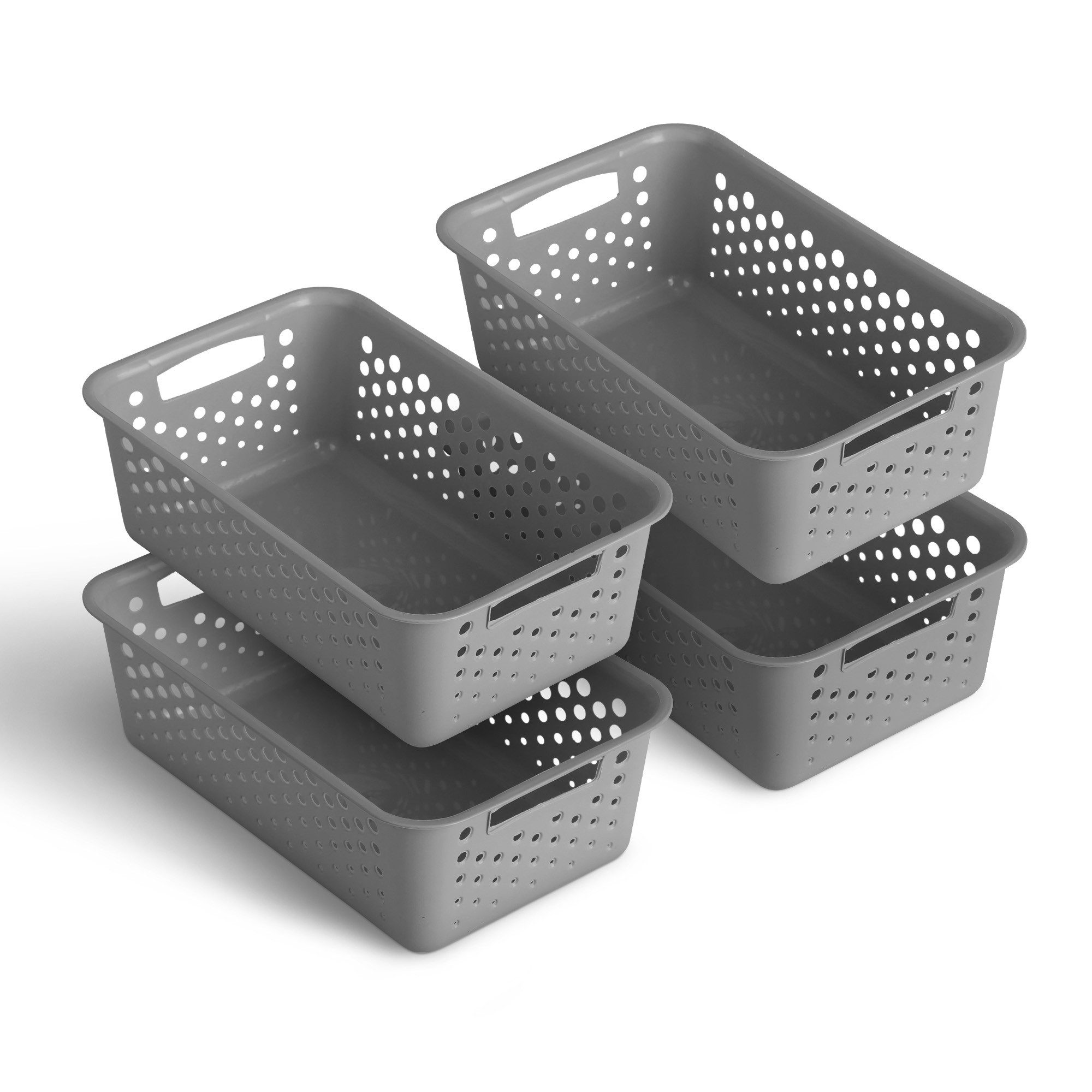 Pro Home Aufbewahrungskorb Modularer Kunststoffkorb Kunststoff Box (4 St), Aufbewahrungsbox mit Griffen - BPA-Frei - Organizer Körbchen Bad Küche