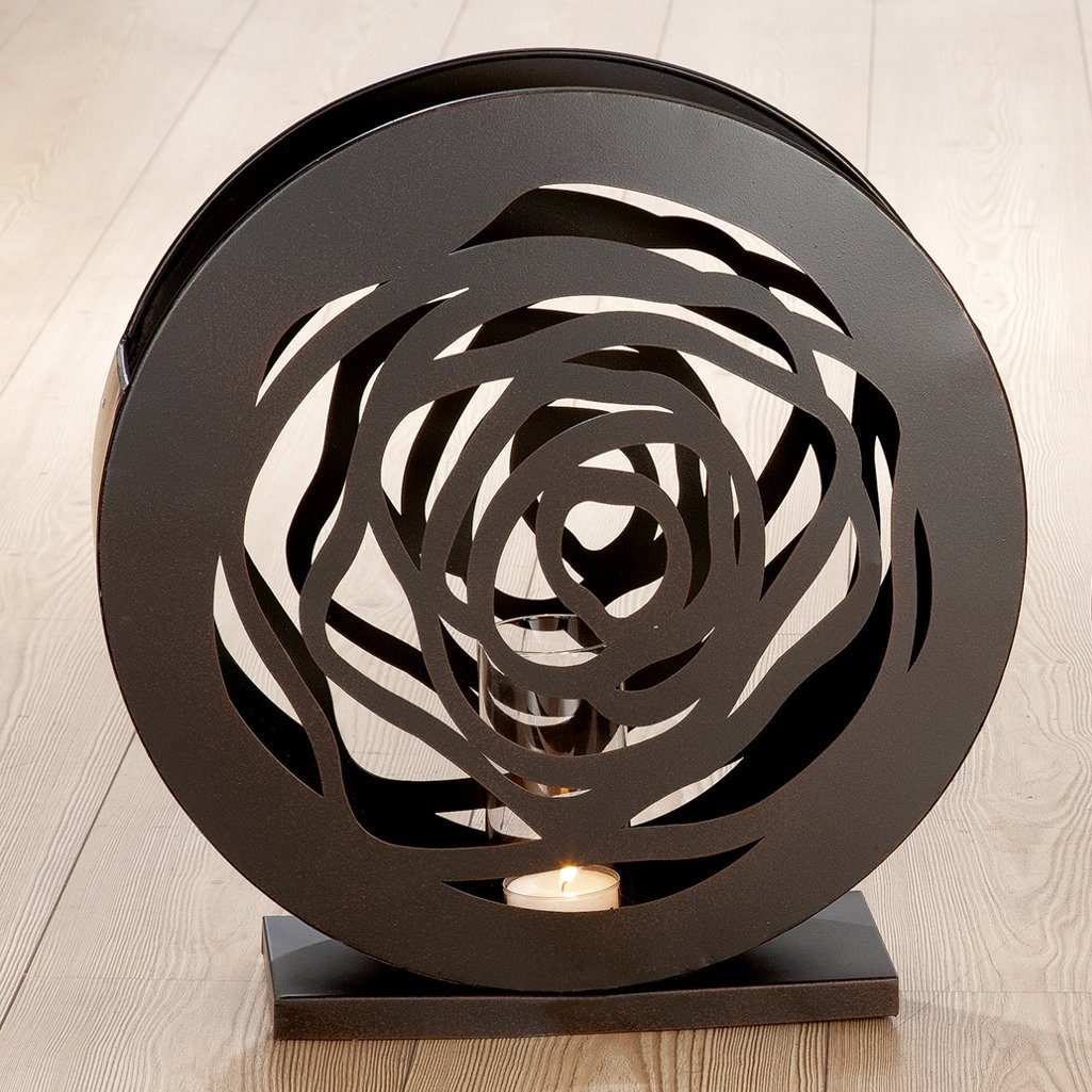 GILDE Bodenwindlicht Metall Windlicht Rose Höhe 39cm, aus Metall