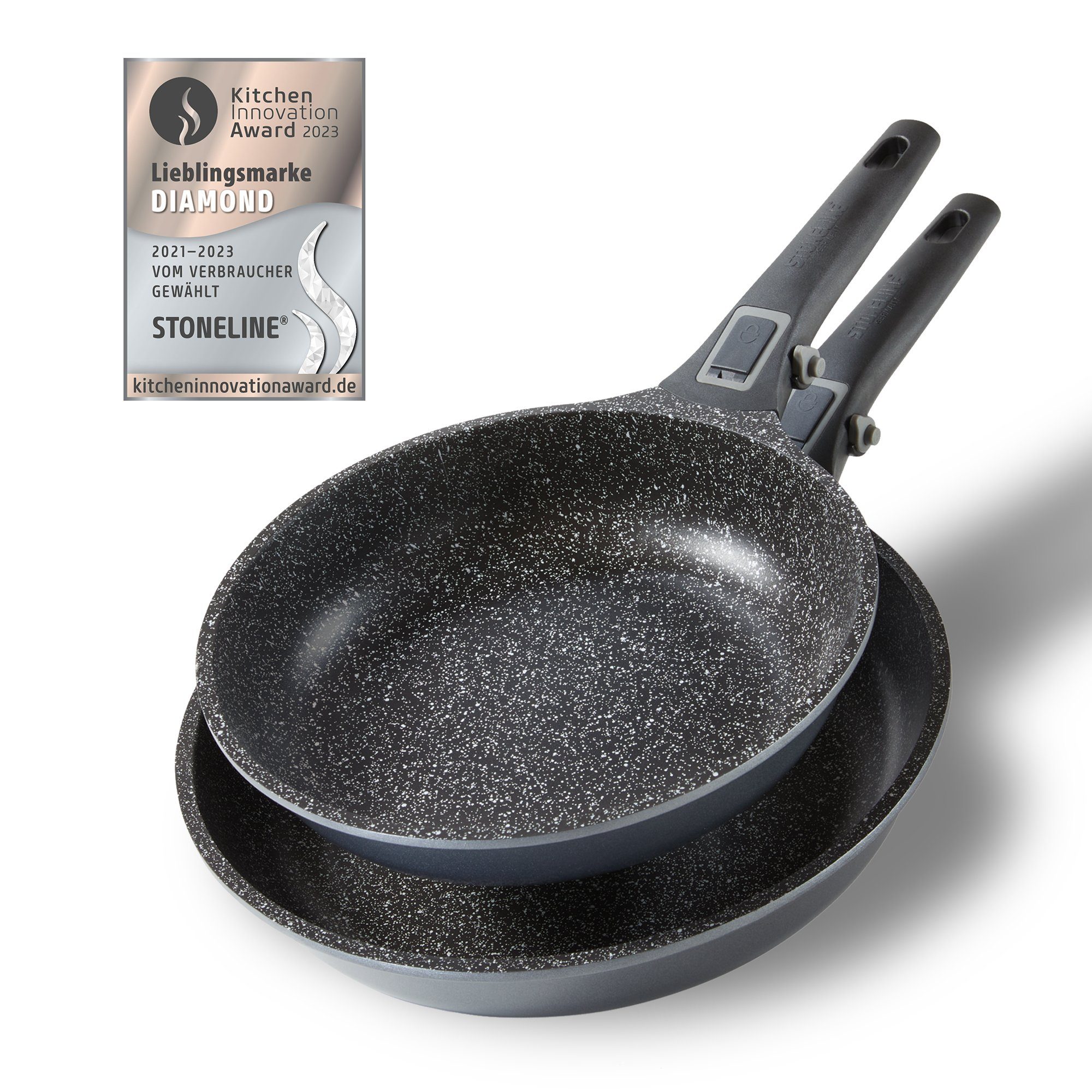 STONELINE Pfannen-Set, Aluminium (2-tlg), mit echten Steinpartikeln, induktionsgeeignet, Designed in Germany