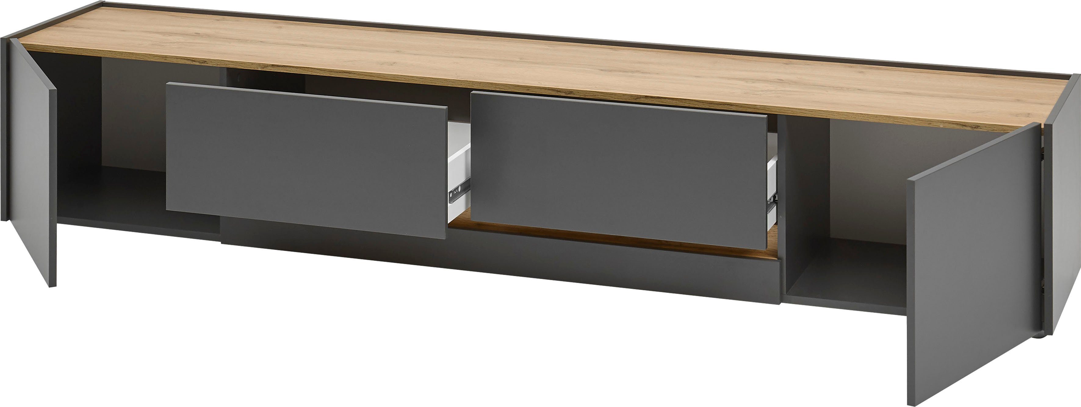 Home affaire Wohnwand City/Giron, moderne Anbauwand, Komplettset in vielen Farben verfügbar, (Set, 4-St), enthält zwei Vitrinen, ein Lowboard & ein Wandboard