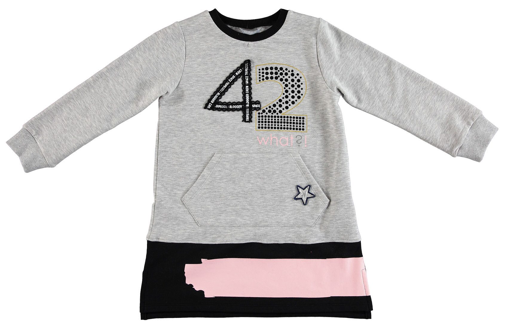 Sarabanda A-Linien-Kleid Sarabanda Mädchen Kleid Langarm Sweatkleid 42 what?! gray melange (kein Set, 1-tlg)