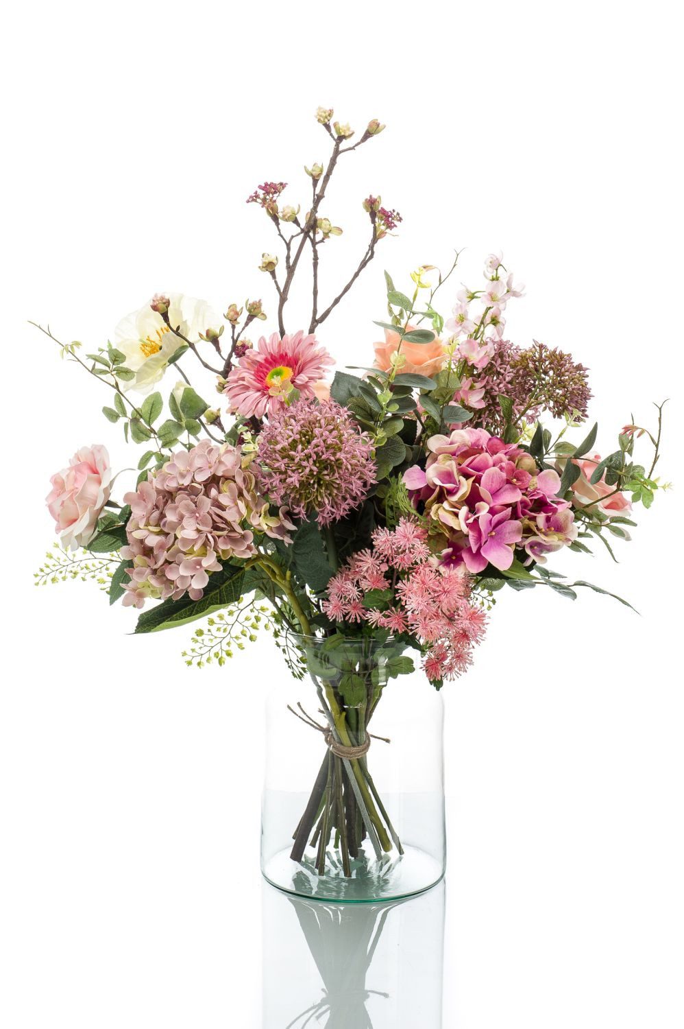 Kunstblumenstrauß Kunst Blumenstrauß Feme, rosa-grün, 65cm, Ø 40cm, artplants, Höhe 65.0 cm