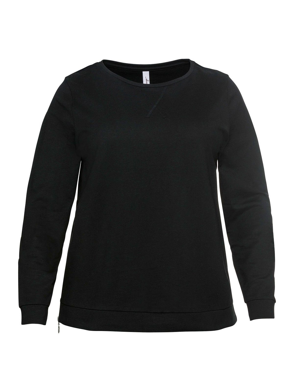 Sheego Große schwarz Größen Reißverschlüssen seitlichen mit Sweatshirt