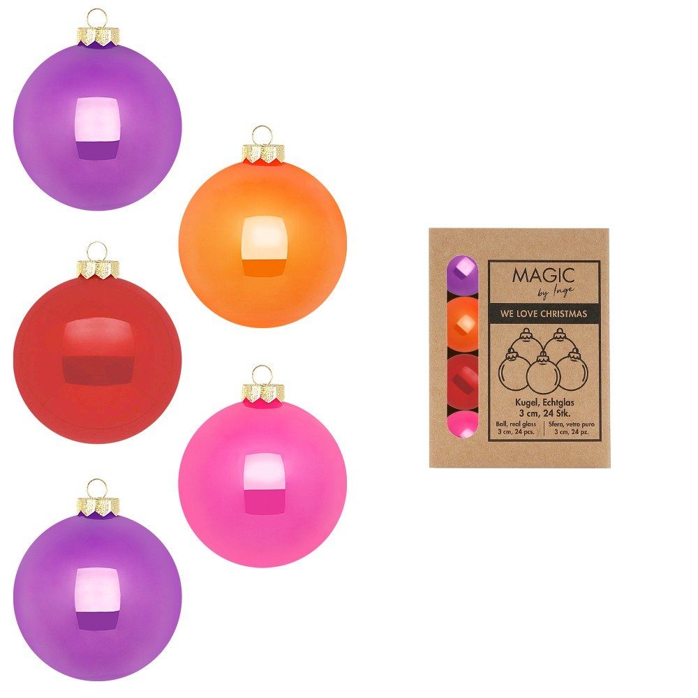MAGIC by Inge Weihnachtsbaumkugel, Новогодние шары Glas 3cm 24 Stück - Party Time