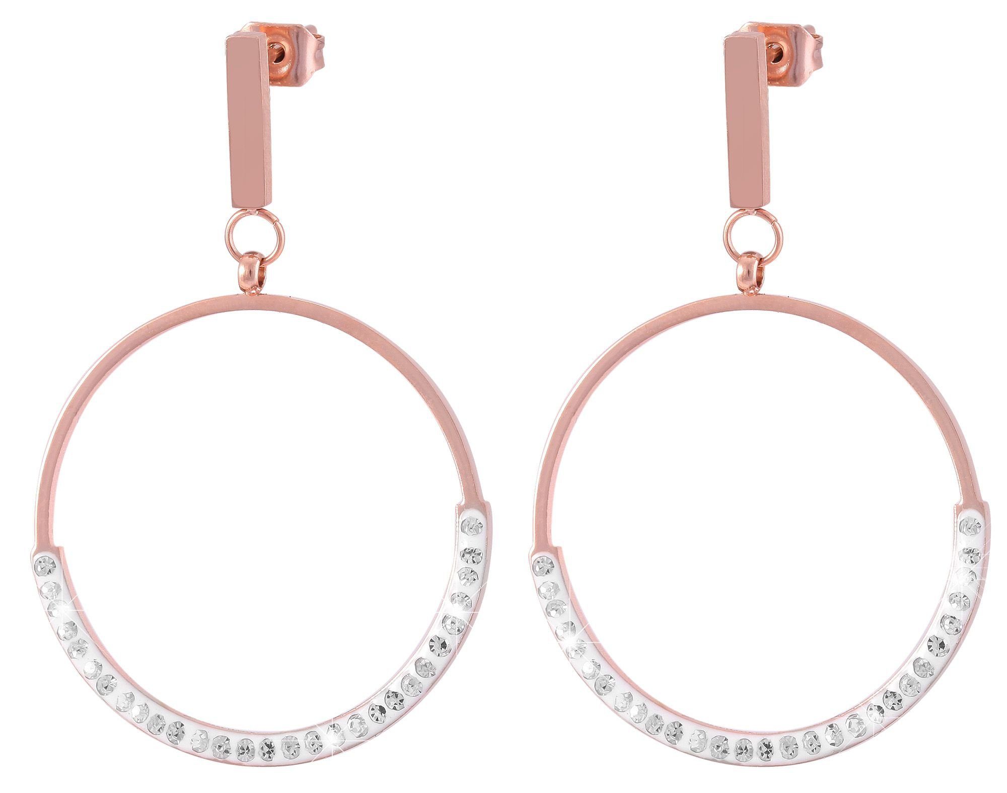 AKZENT Paar Ohrhänger Alani Damen Ohrstecker aus Edelstahl rund mit Similibesatz (Paar, Paar) roségoldfarbig