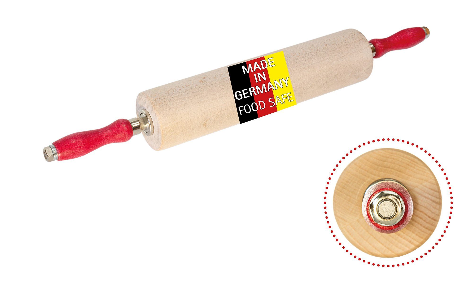 NXT Board Teigroller Profi-Rollholz in 30/35/45cm Buchenholz, Edelstahlkugellager, MADE IN GERMANY