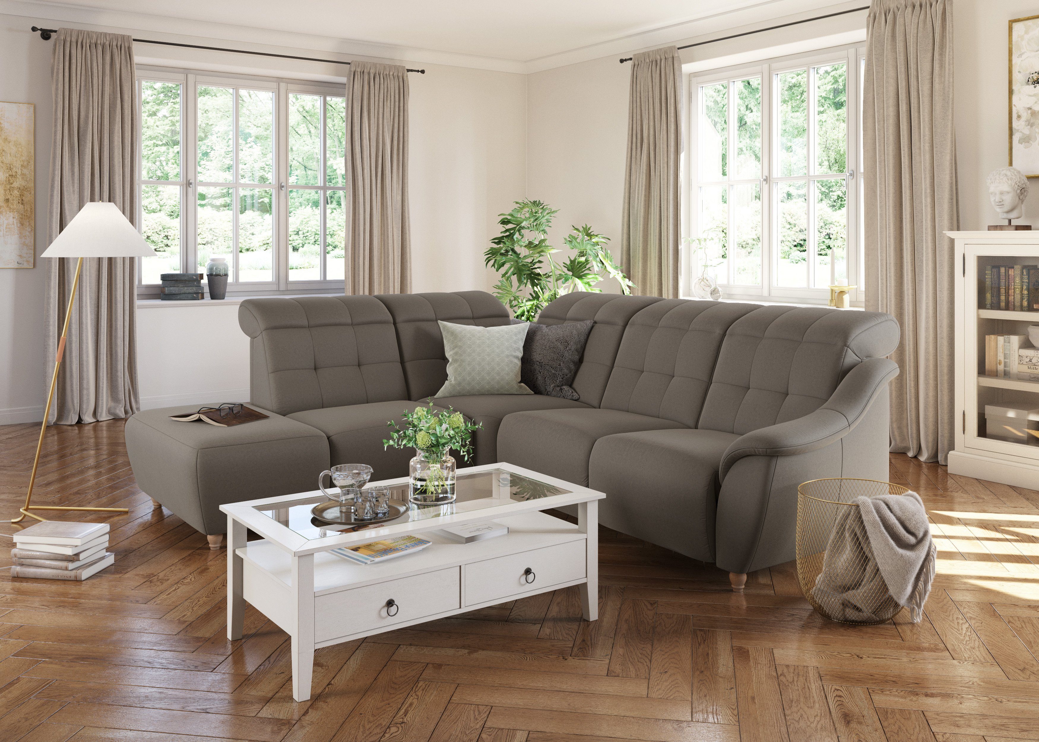 Home affaire Ecksofa Boston L-Form, Kopfteilverstellung günstig online kaufen