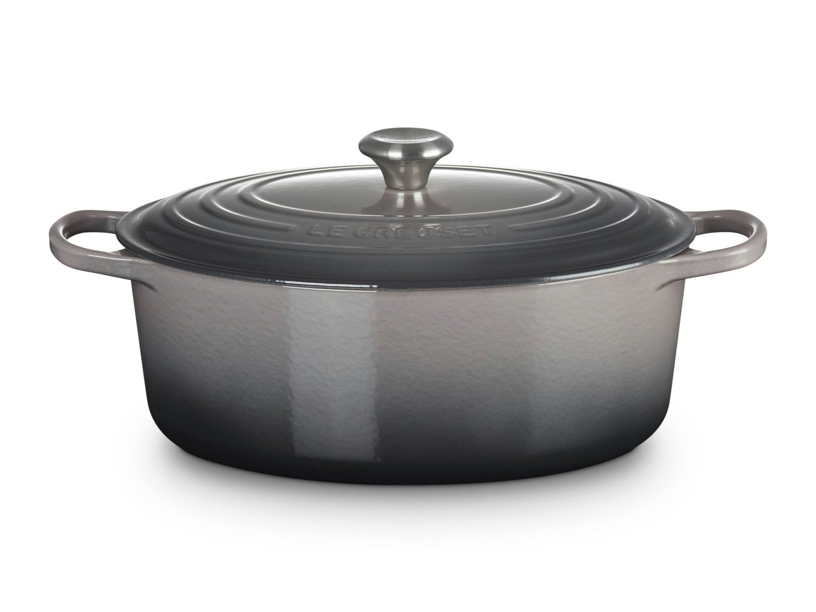 LE CREUSET Bräter Bräter Signature oval flint 33cm, Emailliertes Gusseisen