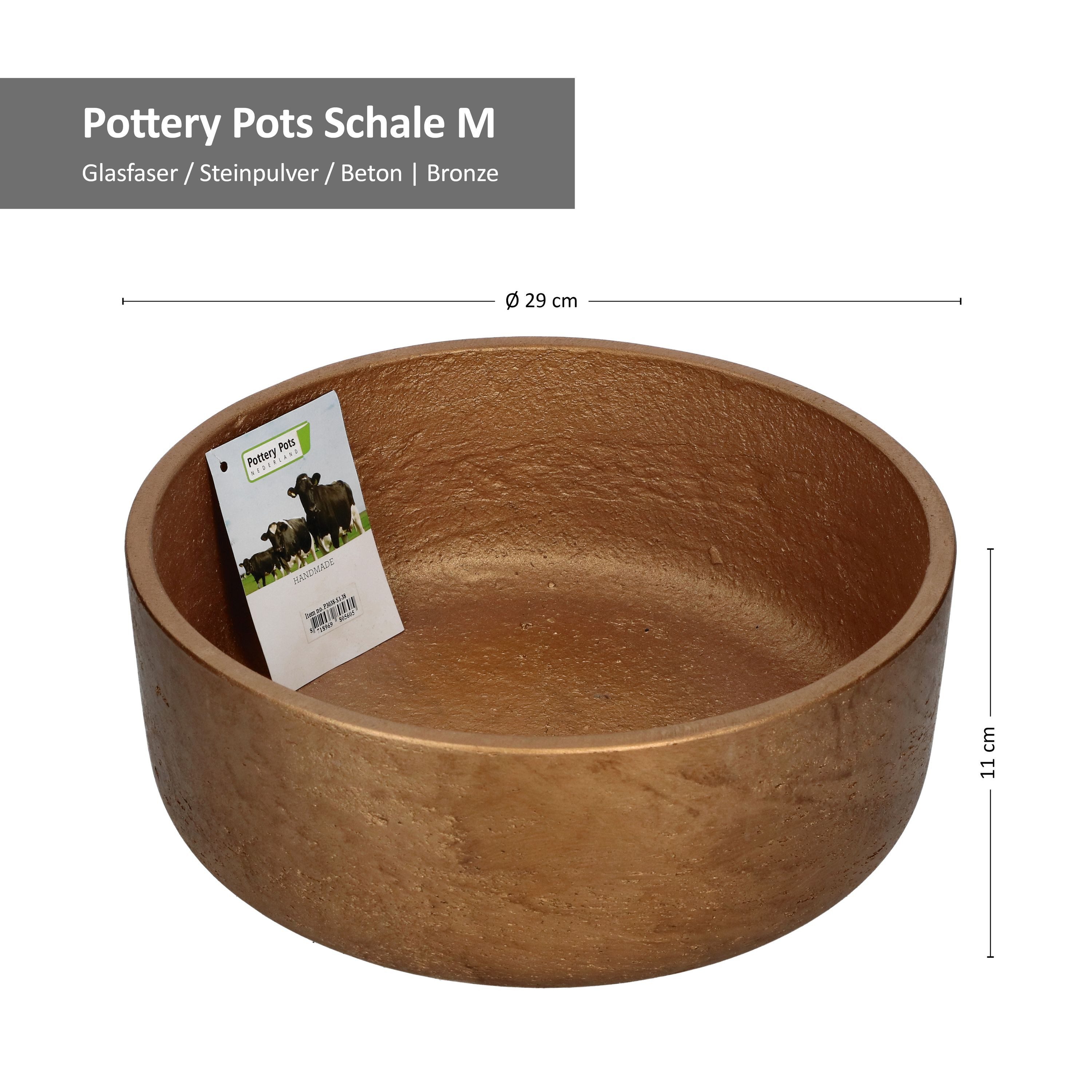 MamboCat Dekoschale Ethan Pflanzschale Größe: M Bronze Ø 29 cm Blumen Pflanzen – Bild 5 von 5