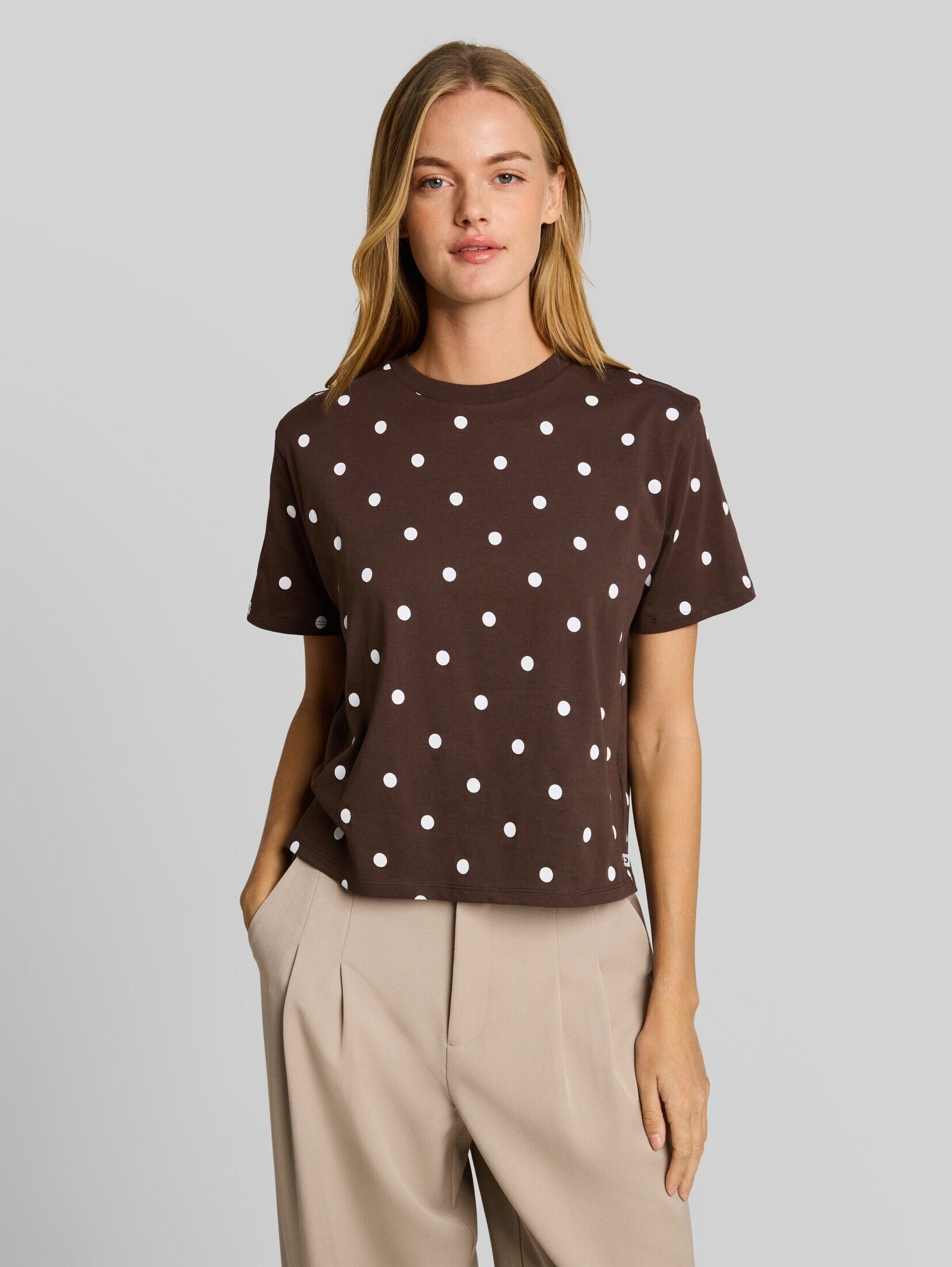 TOM TAILOR Denim T-Shirt T-Shirt Boxy Fit T-Shirt mit Punkten