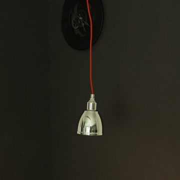 Licht-Erlebnisse Pendelleuchte AXE, ohne Leuchtmittel, Hängeleuchte Chrom Rot Loft Textilkabel retro dekorativ Wohnzimmer