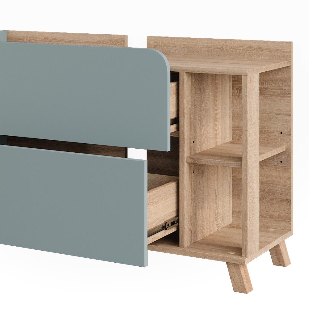 Vicco Waschbeckenunterschrank Karen, Sonoma/Blau, 100 x 65 cm mit 2 Schubladen (1-St) – Bild 5 von 5
