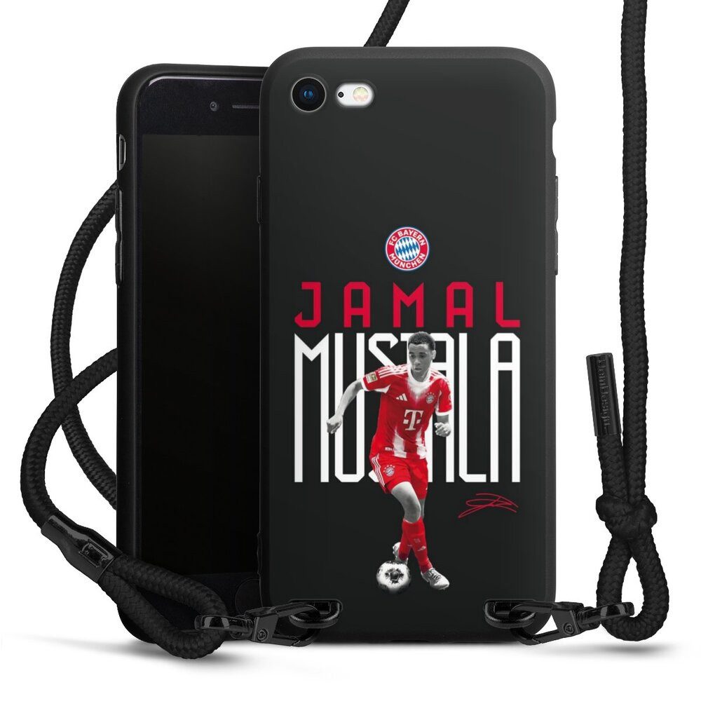 DeinDesign Handyhülle FC Bayern München Jamal Musiala Offizielles Lizenzprodukt, Apple iPhone 8 Premium Handykette Hülle mit Band Case zum Umhängen