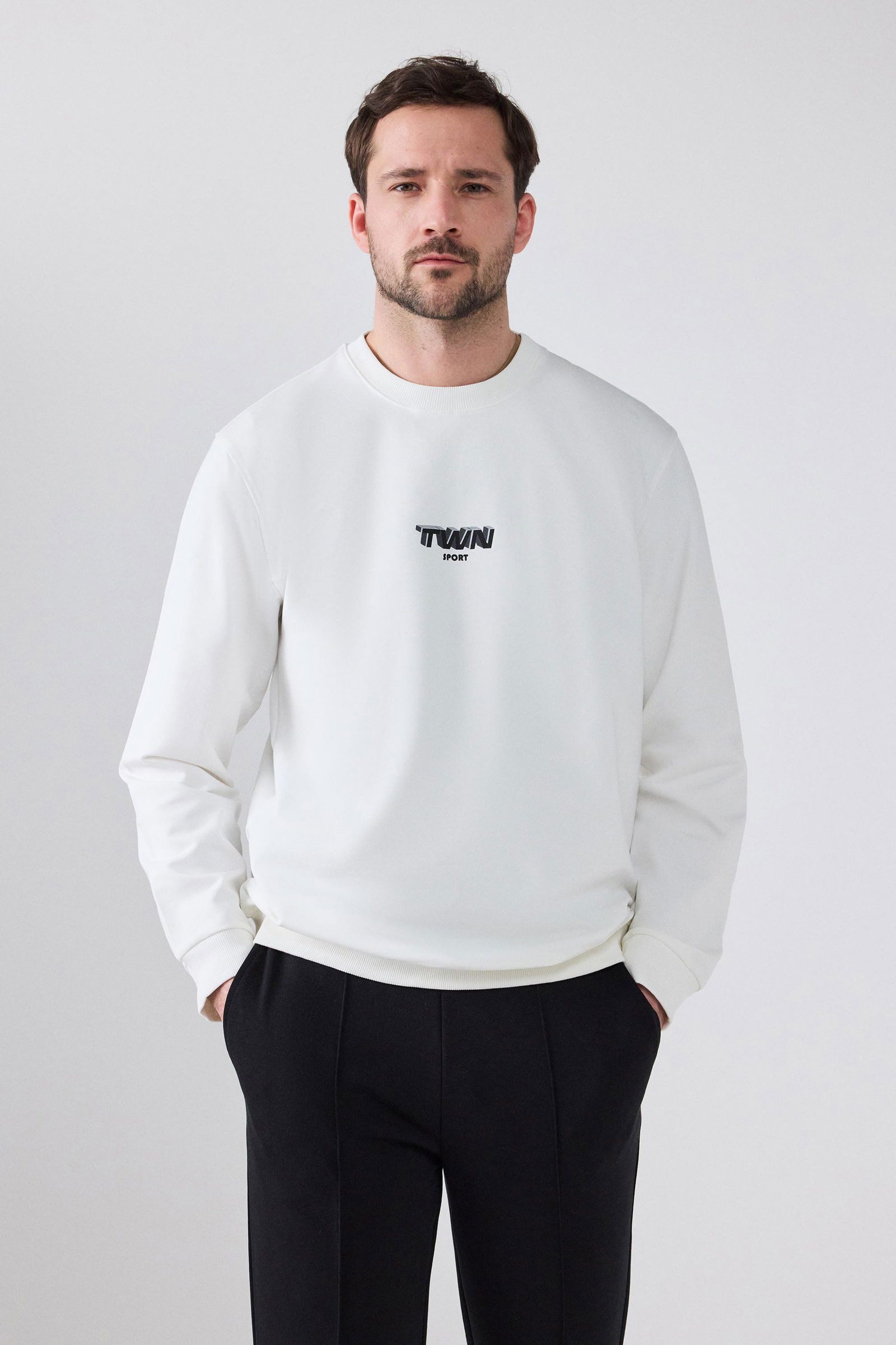 D'S DAMAT Sweatponcho Bedrucktes Twn-Sweatshirt mit entspannter Passform