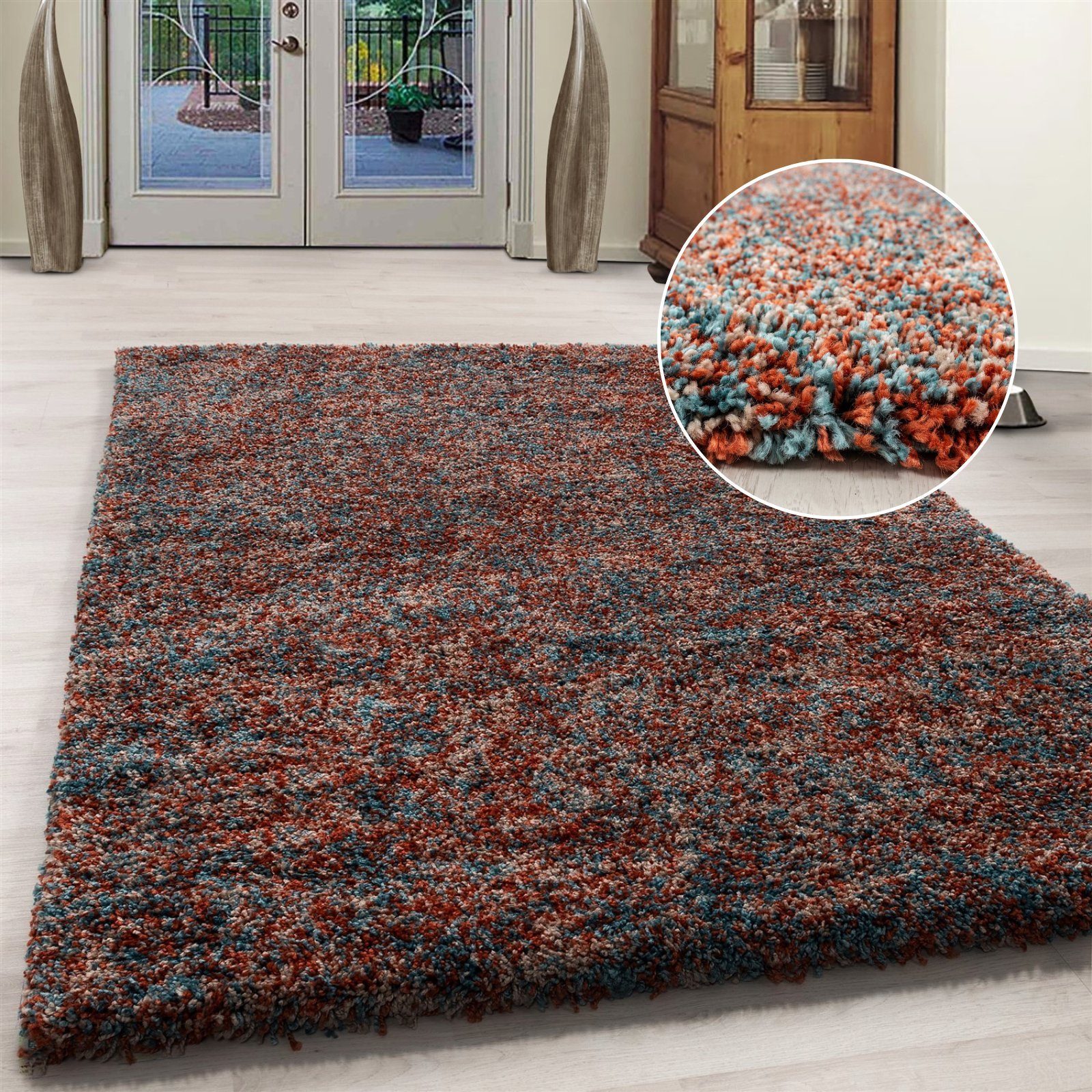 Hochflor-Teppich meliert Langflorteppich Hochflorteppich Wohnzimmer weich, Miovani, Höhe: 30 mm Terra