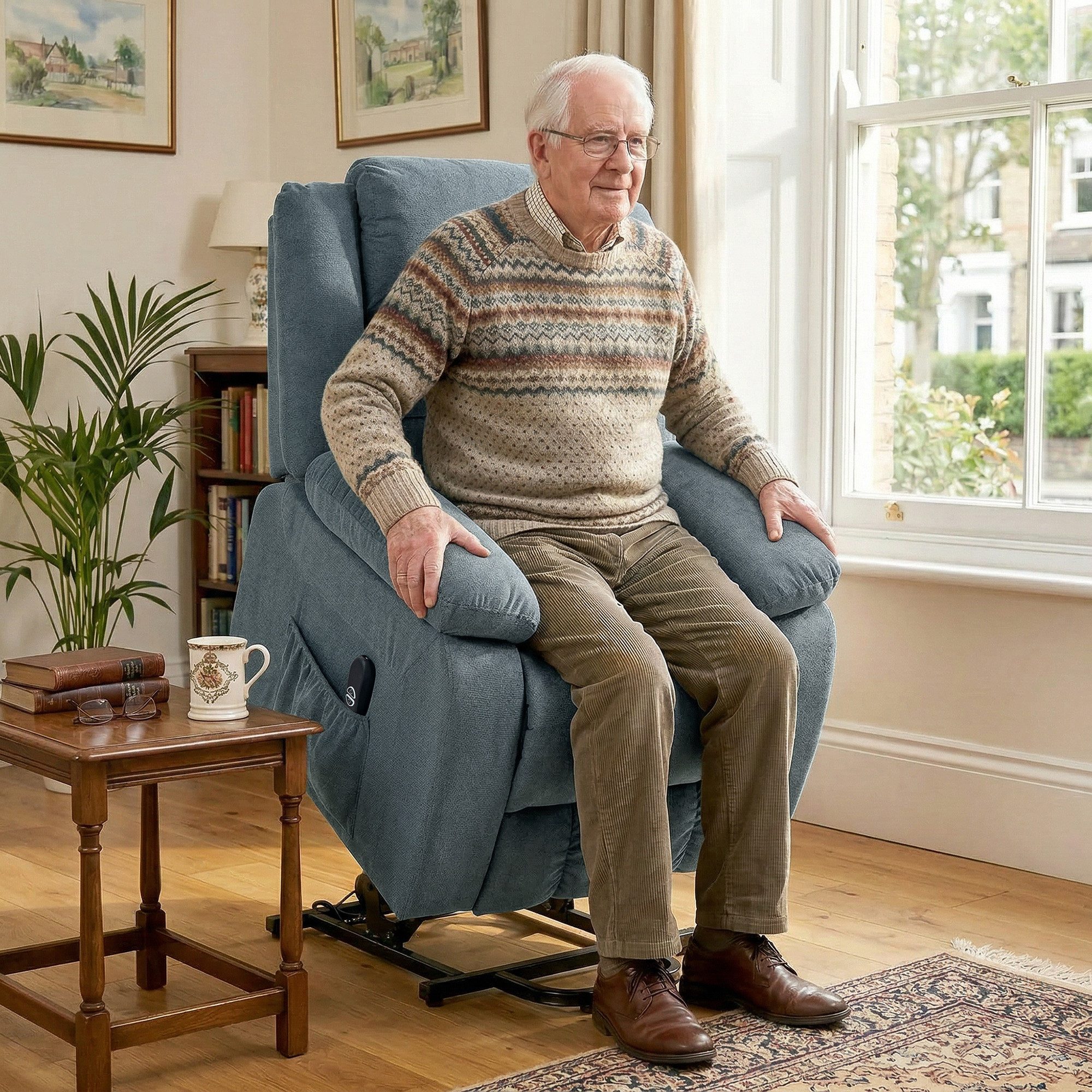 HOMCOM Relaxsessel Fernsehsessel mit Aufstehhilfe, Elektrisch Relaxsessel (Relaxsessel, 1-St., TV-Sessel), für Wohnzimmer, Samt, Grau