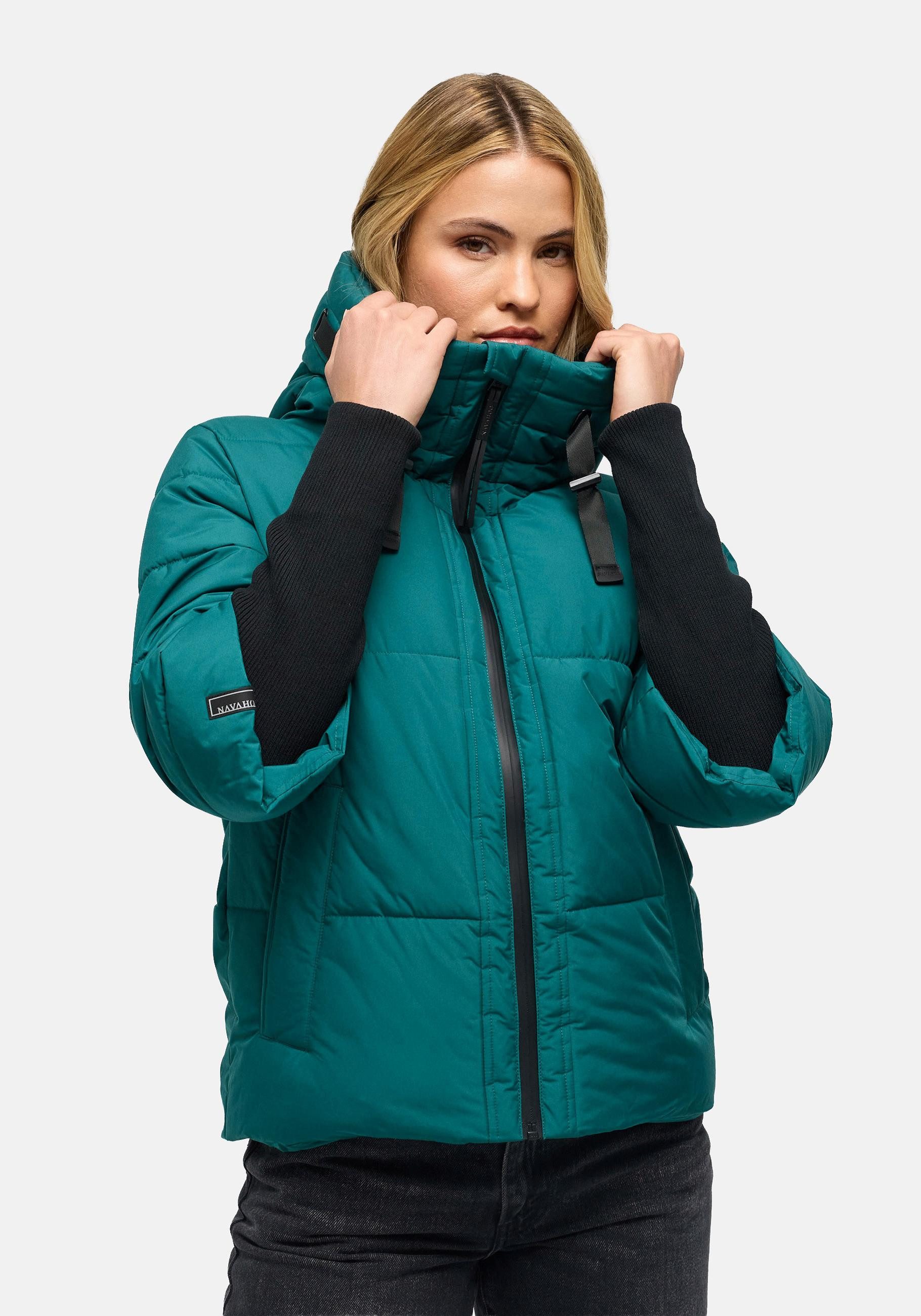 Navahoo Steppjacke Lotusherz XIV Warme gesteppte Winterjacke mit Rippstrickärmeln
