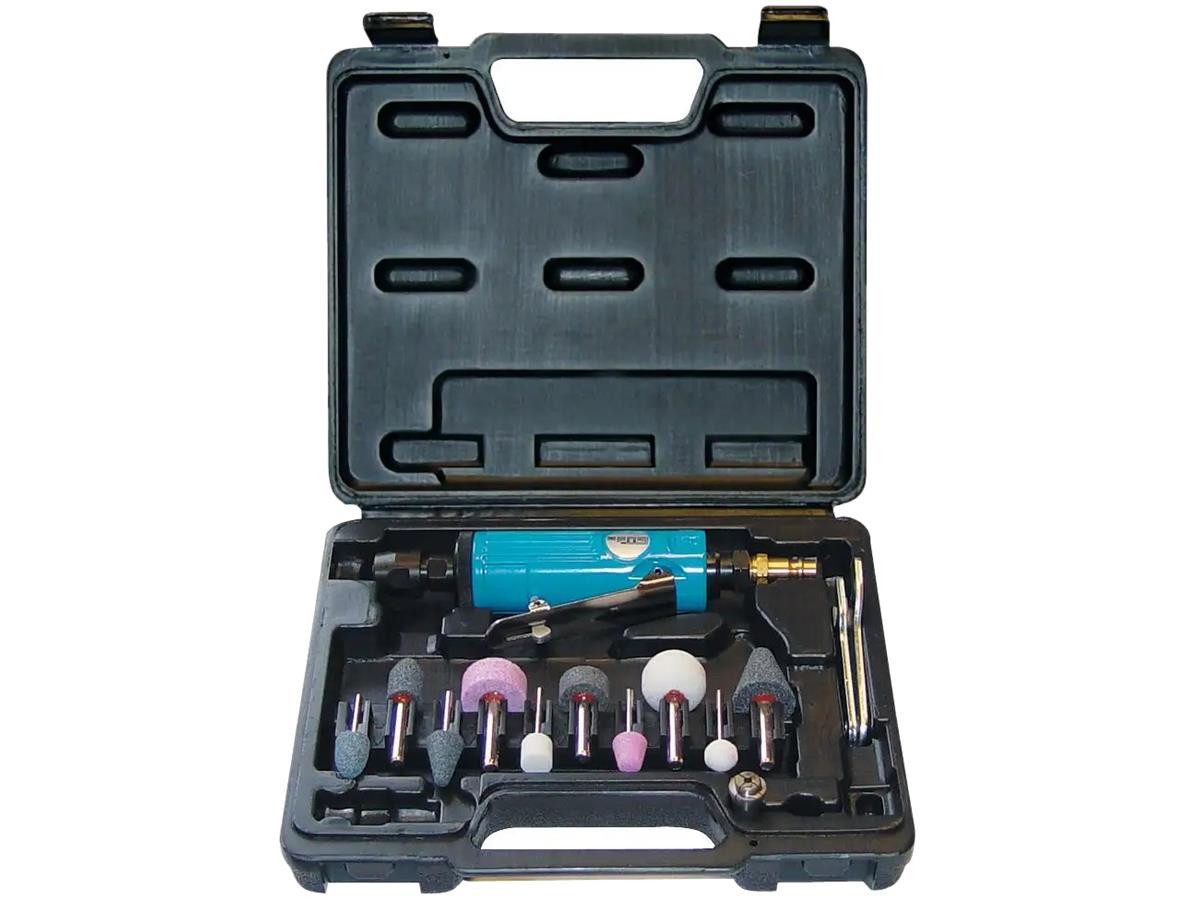 Güde Druckluft-Stabschleifer Einhandstabschleifer-Set 15-tlg., (Set), 6 bar max. Arbeitsdruck, inkl. 10 verschiedene Schleifstifte