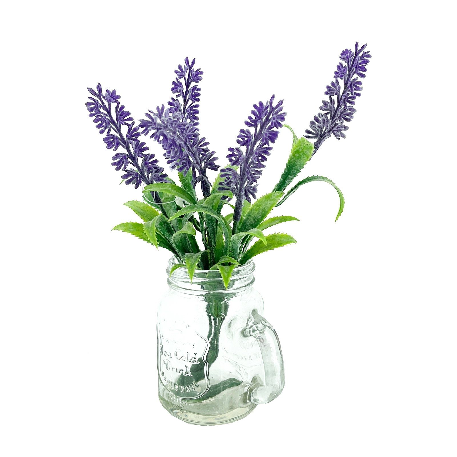 Kunstblume Kunstblume Lavendel in Glaskrug Leilani Lavendel, NTK-Collection, Höhe 19 cm, Kunstpflanze Dekoration Lavendel