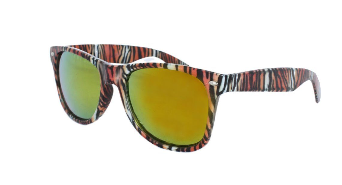 Sonnenbrille Originelli Leo tiger Verspiegelt Muster Sonia Onesize Fun Sonnenbrille Party Blume