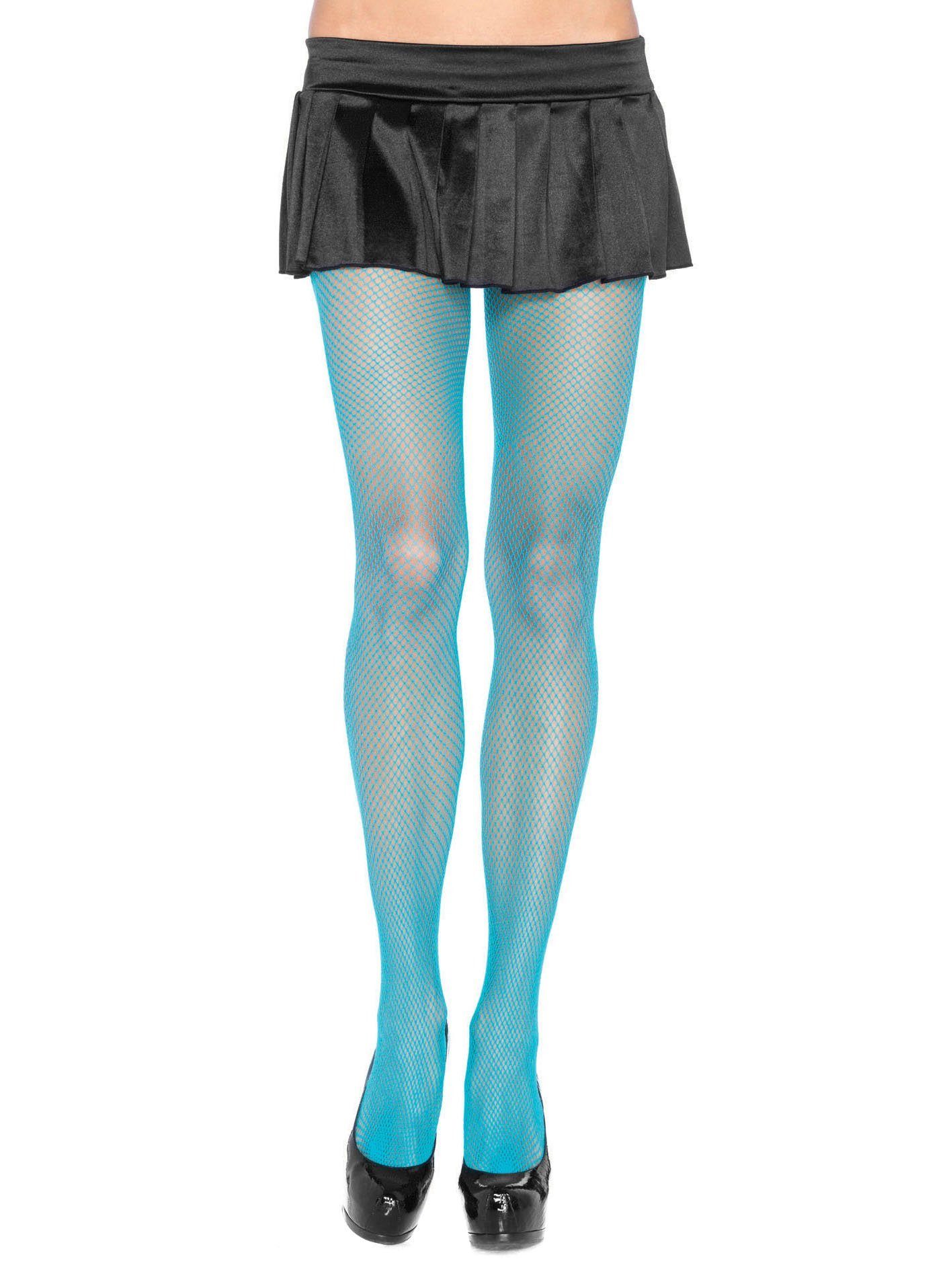 Leg Avenue Kostüm Klassische Netzstrumpfhose neonblau, Unverzichtbares Accessoire für Damen, vielseitig kombinierbares Kostümzubehör