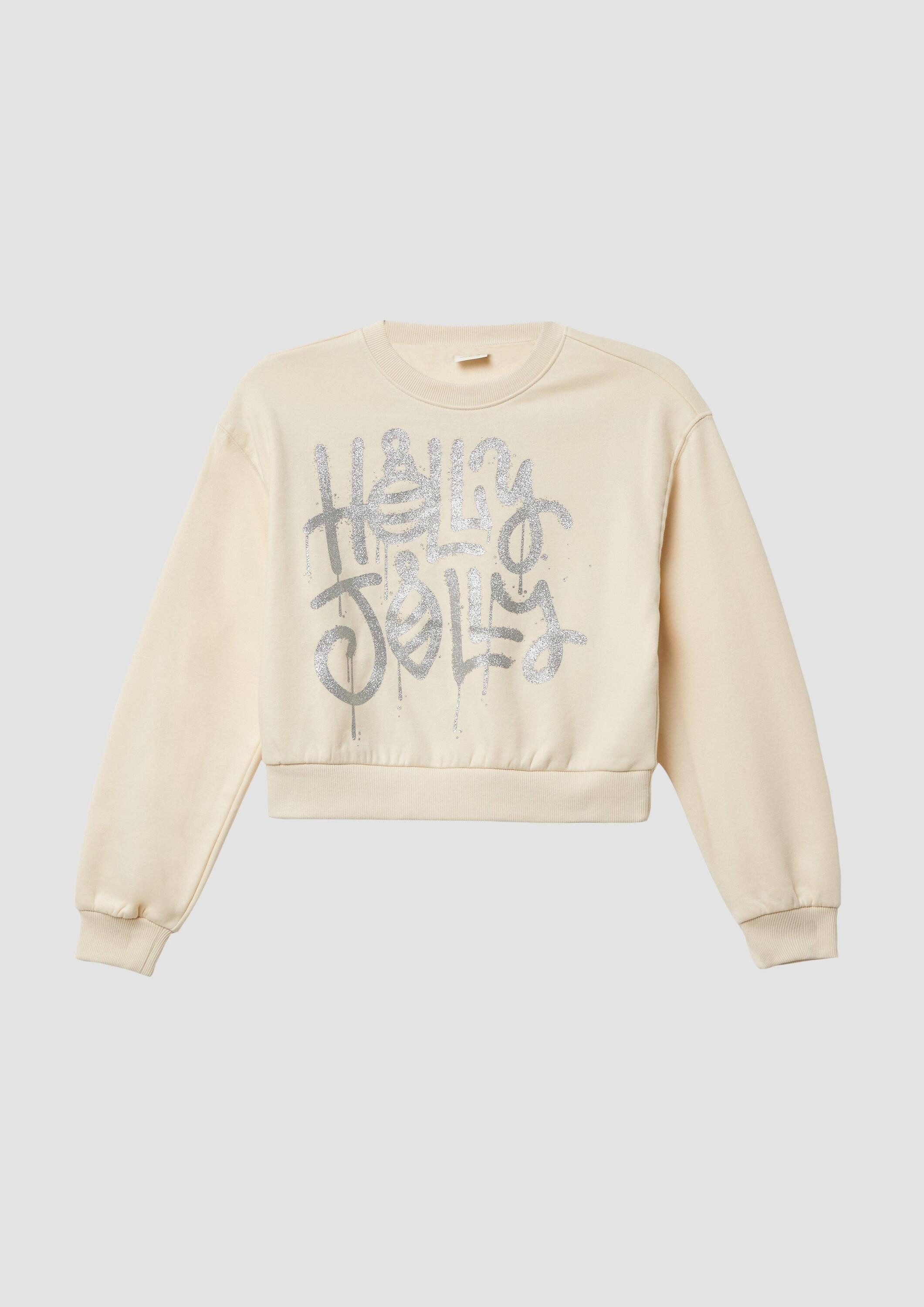 s.Oliver Sweatshirt Sweatshirt Kuscheliges Crop-Sweatshirt im Oversize Shape mit schimmerndem Print