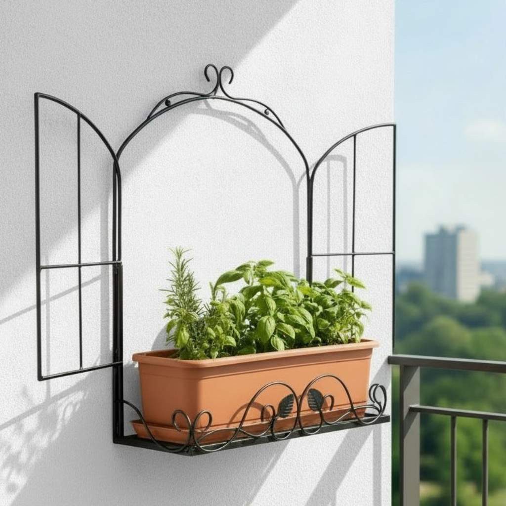 DanDiBo Küchenregal Kräuterregal Outdoor Balkon Wand Wandregal Wetterfest Schwarz 50 cm