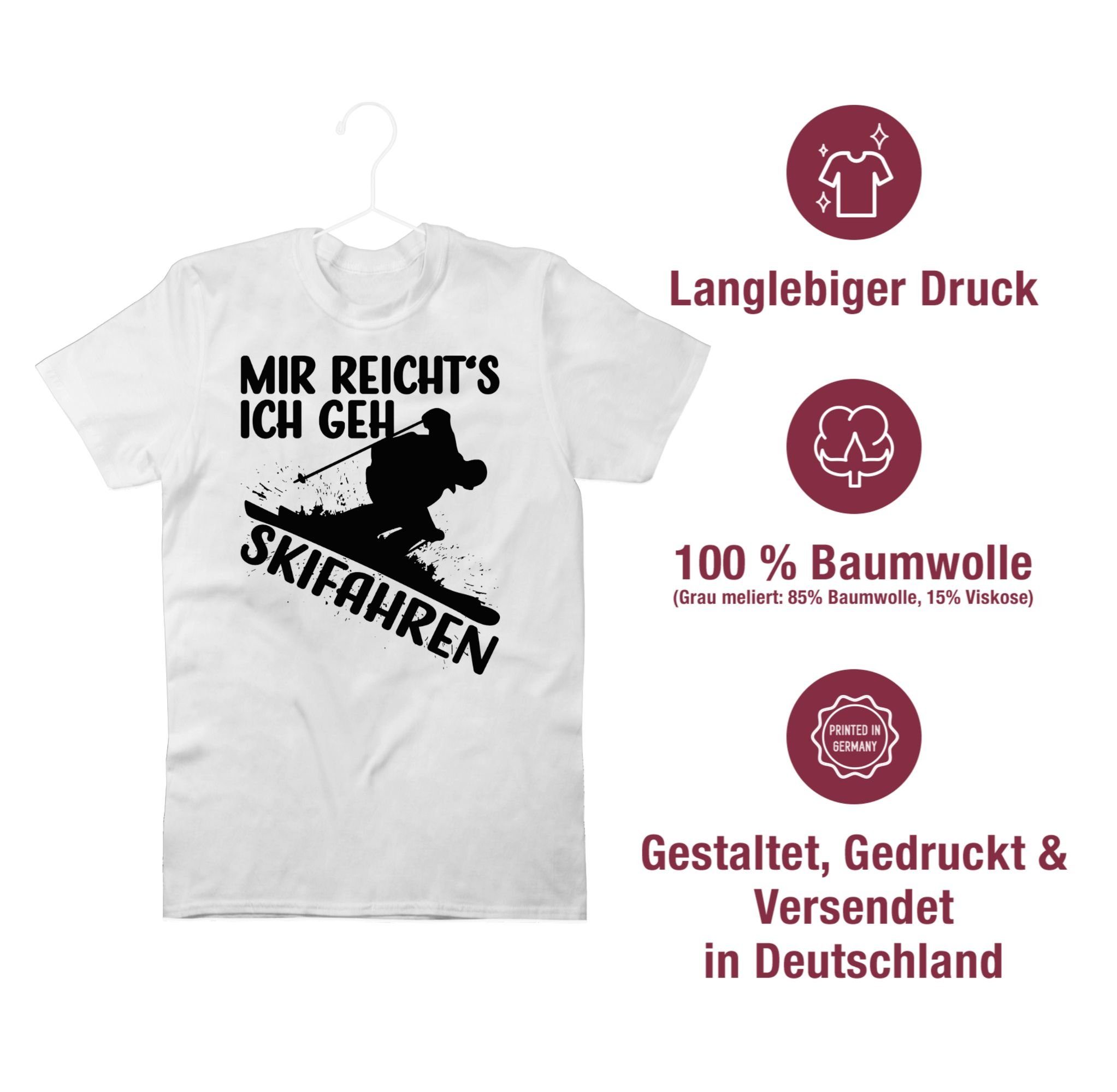 Weiß Snowboard, ich Ski und T-Shirt Shirtracer 01 Mir reicht's Skifahren geh mehr