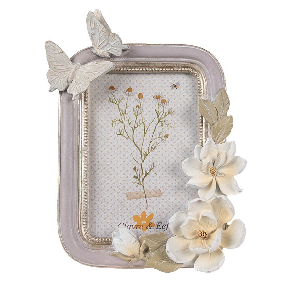 Clayre & Eef Bilderrahmen Romantischer Bilderrahmen in Pastelltönen Schmetterlinge 10x15