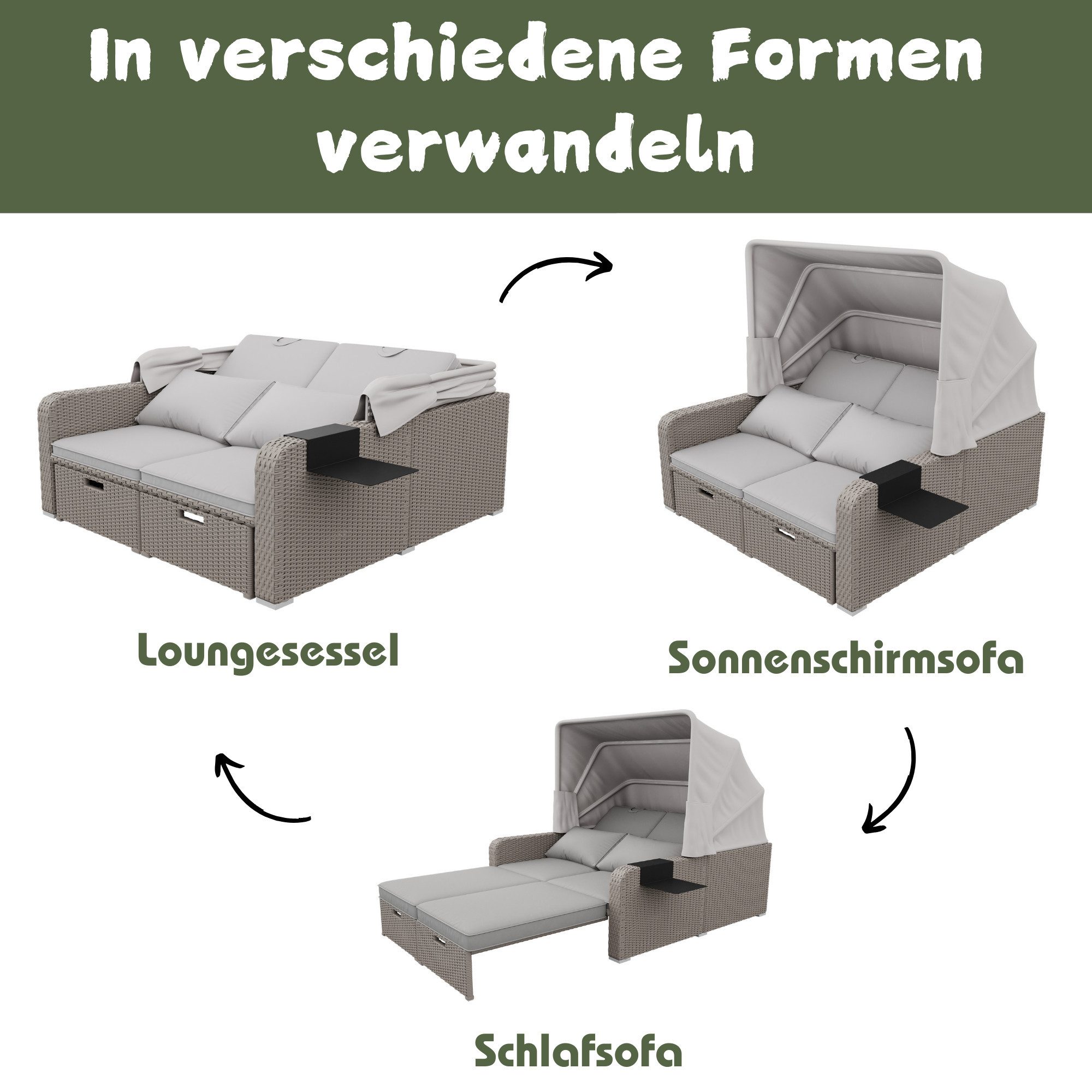 XDOVET Gartenlounge-Set Polyrattan Strandkorb Gartenliege für günstig online kaufen