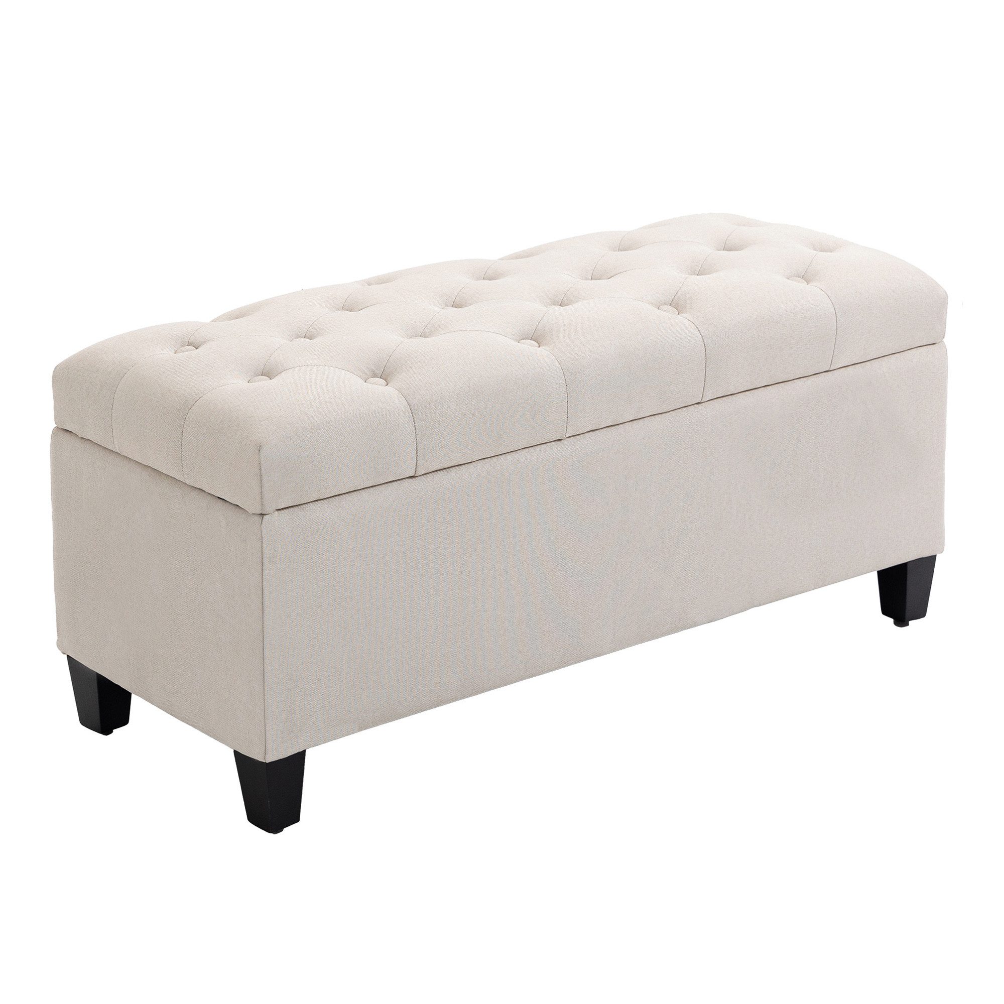 Sitzbank Polsterbank mit Stauraum, Truhenbank, leinenartiges Polyester