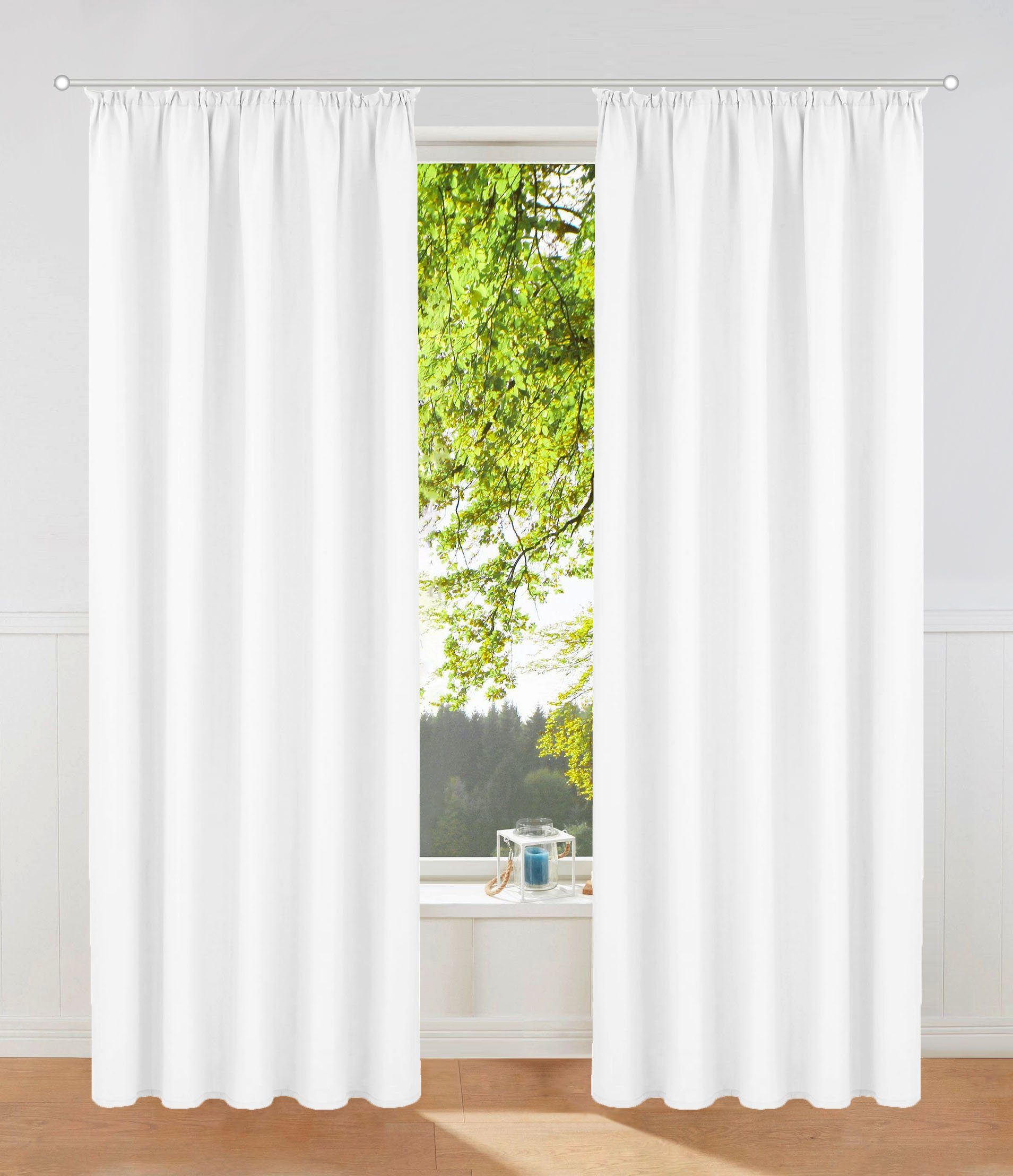 OTTO home Vorhang Raja (2 St), Ösen, blickdicht, Polyester, einfarbig, Einfache Montage, Pflegeleicht, Ösen, 2 er Pack, uni